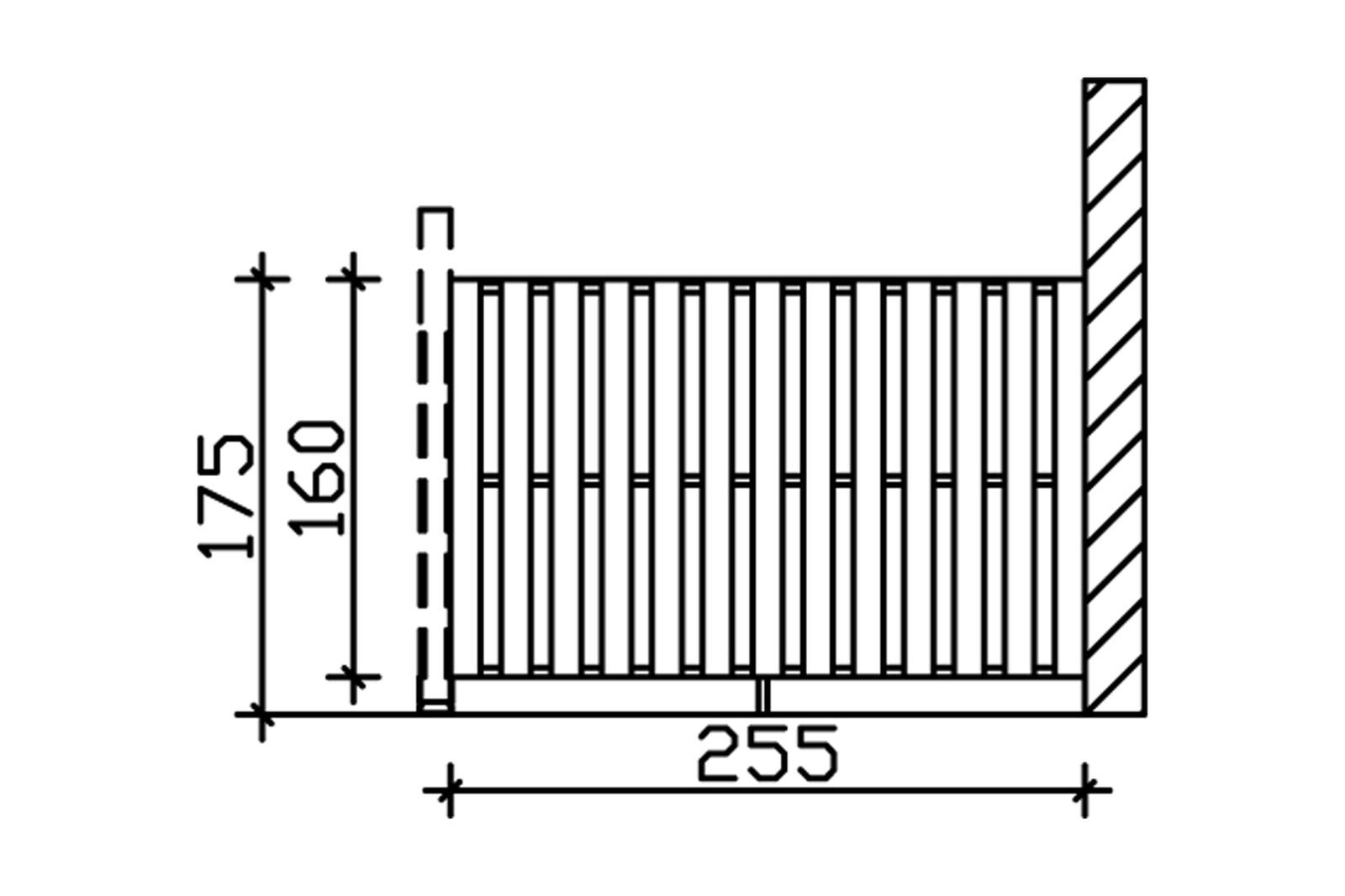 Seitenwand Deckelschalung 255 x 160 cm, Douglasie, nussbaum