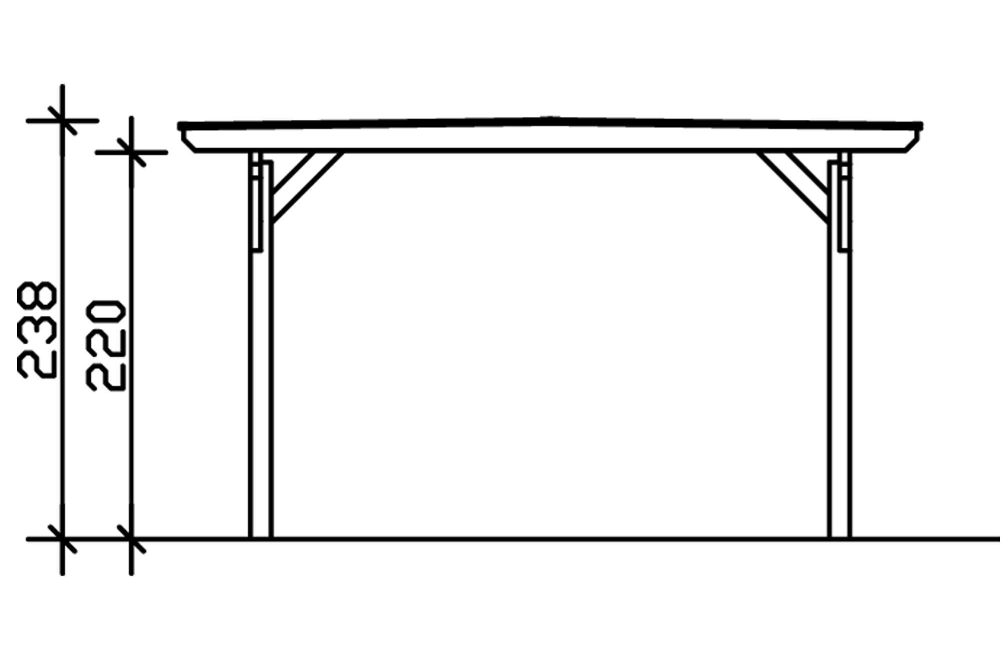 Carport Odenwald 428 x 648 cm, eiche hell