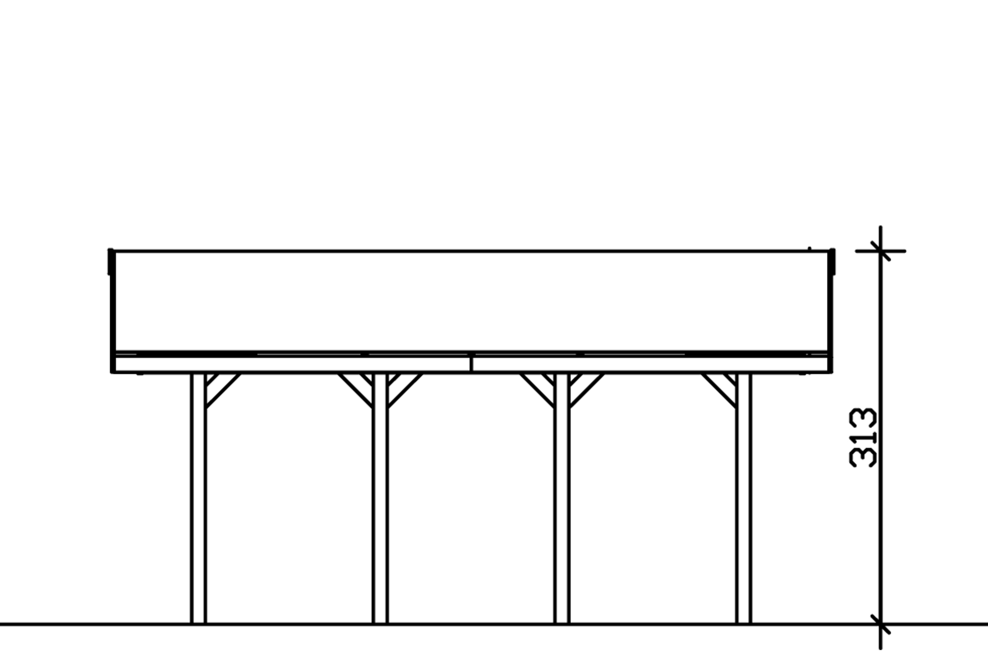 Přístřešek na auto WALLGAU 380 x 600 cm, zelená, červená šindele