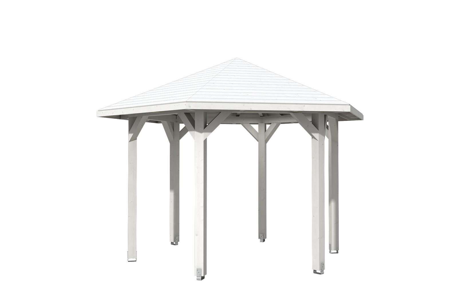 6hranný altán NANCY 2, Ø 420 cm, barevně ošetřeno v bílé barvě