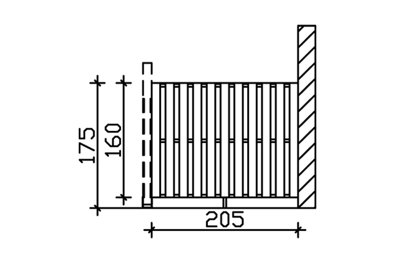 Seitenwand Deckelschalung 205 x 160 cm, Douglasie, natur