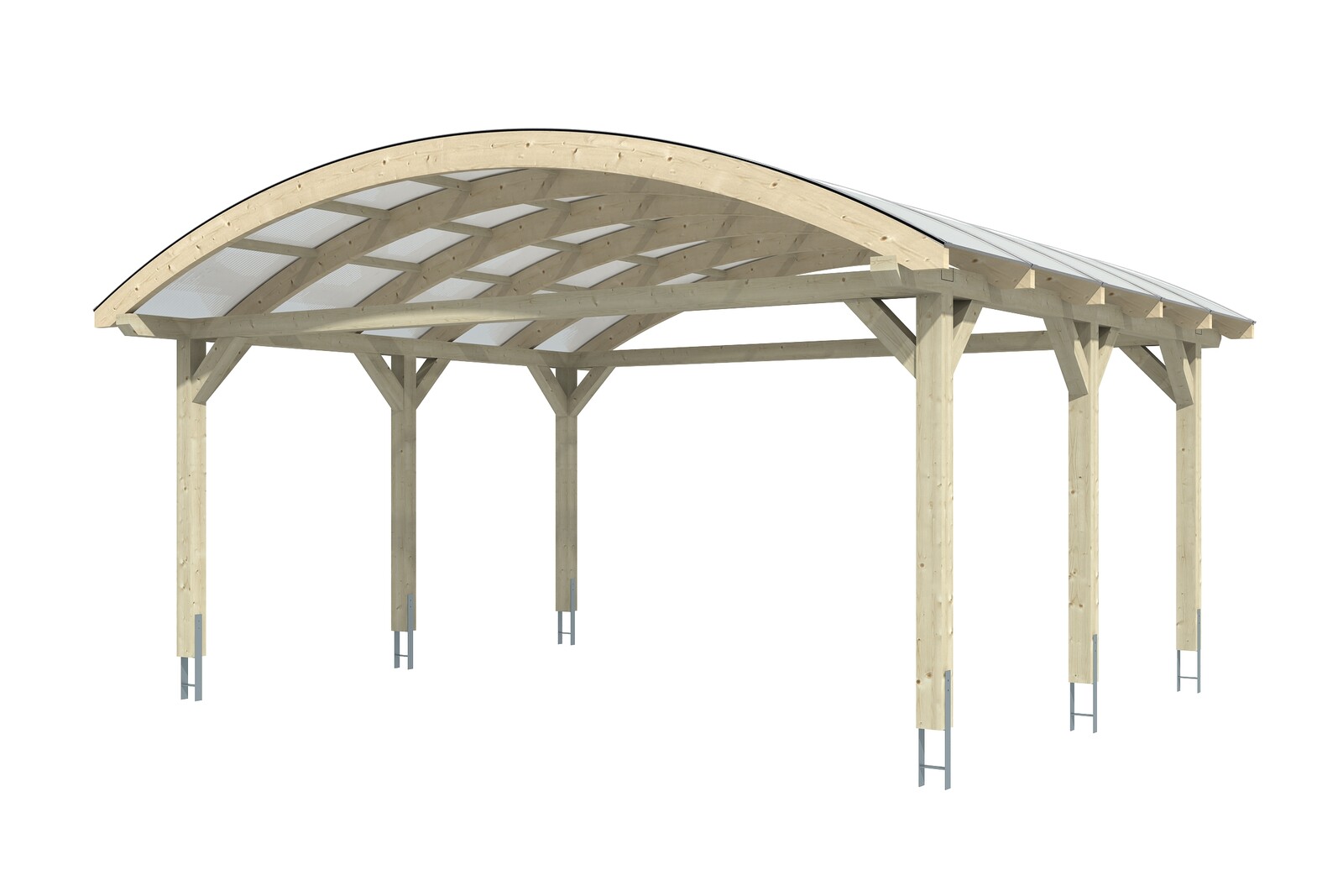 Bogendach-Carport Franken 635 x 541 cm, natur