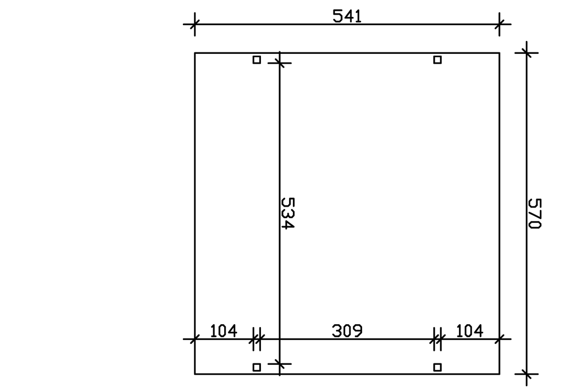 Carport Westerwald 570 x 541 cm, onbehandeld, met polycarbonaatplaten