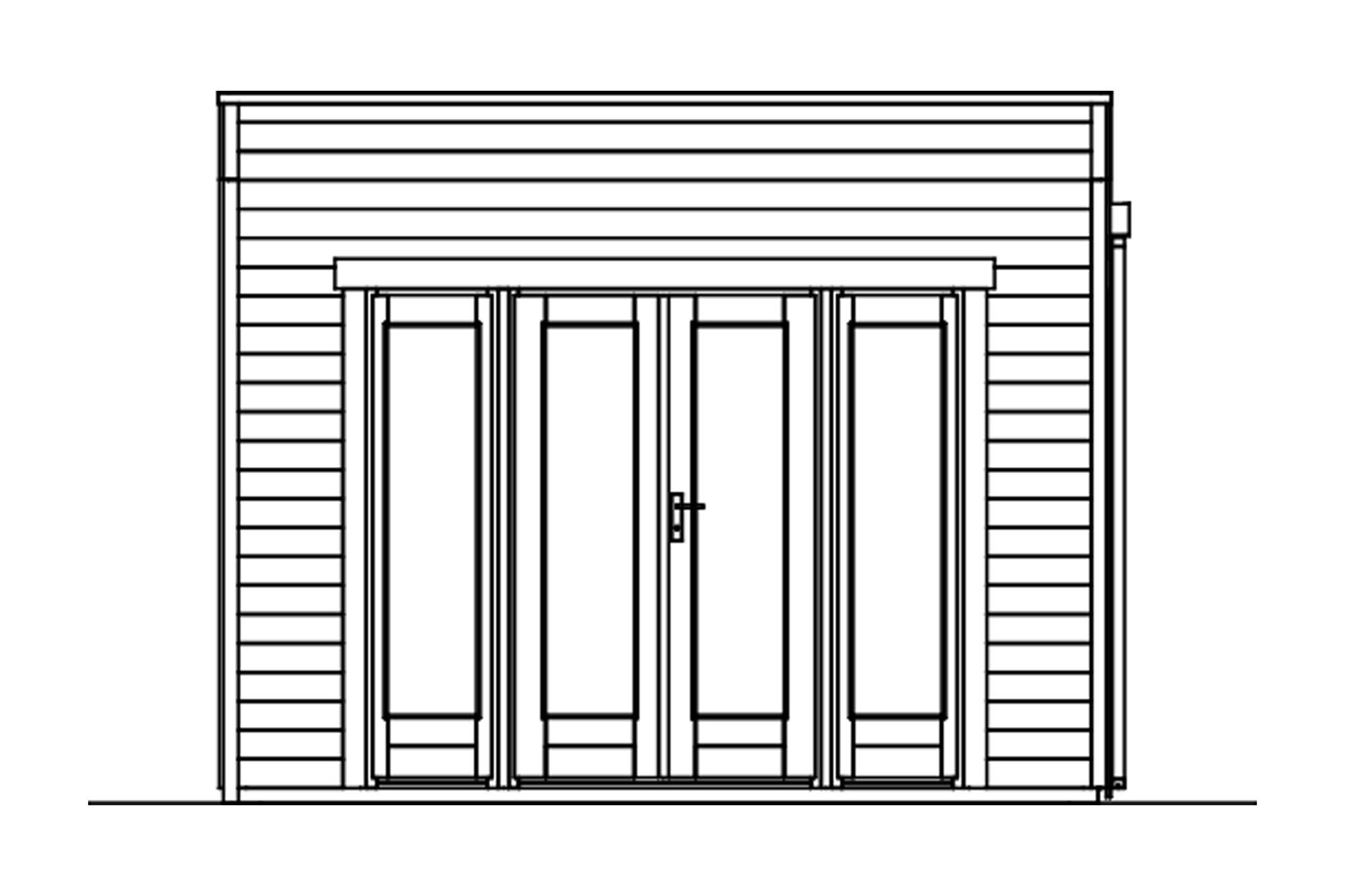 Gartenhaus Tokio 2, 340 x 340 cm, doppelschalig, natur