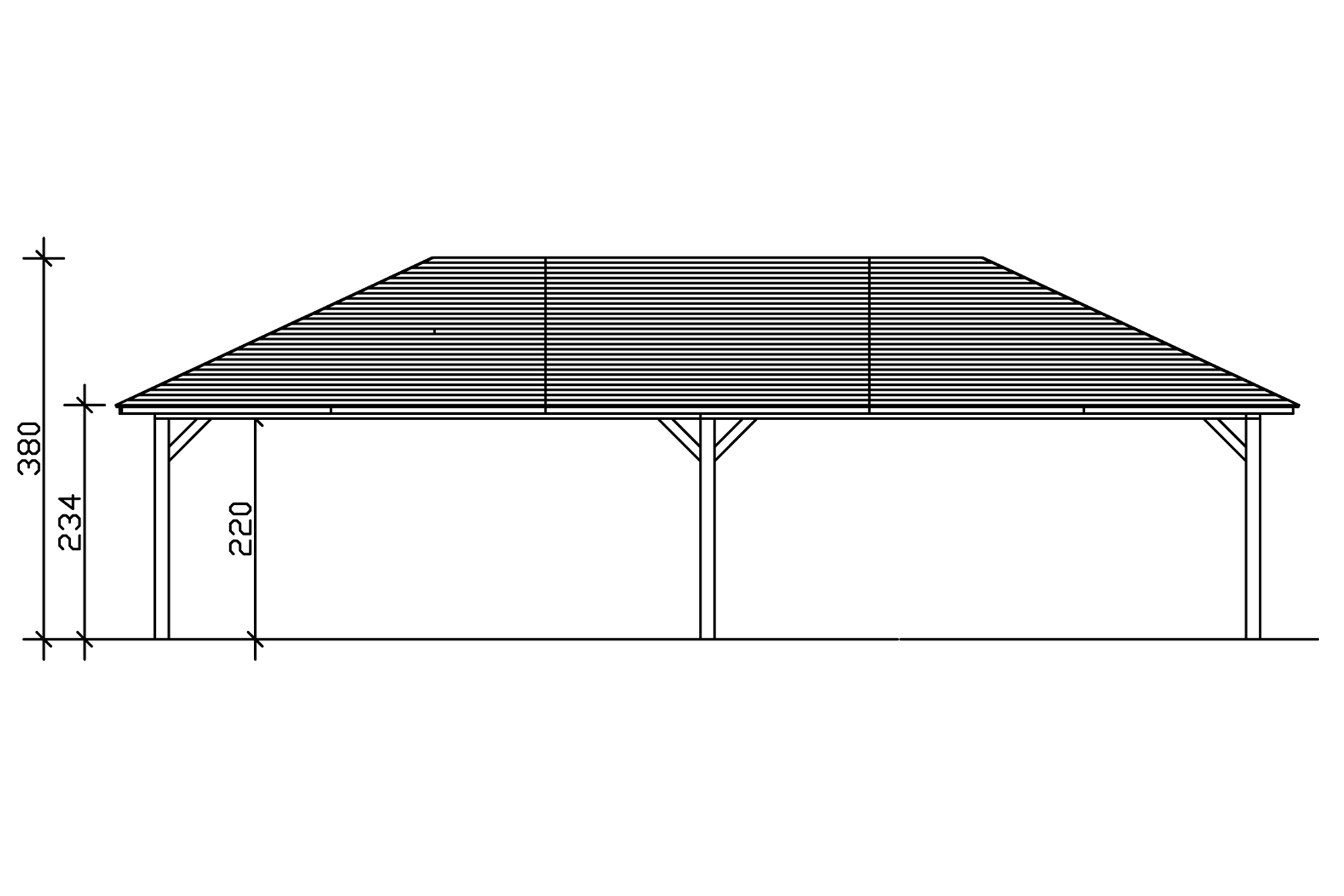 Carport Taunus 1176 x 634 cm, eiche hell