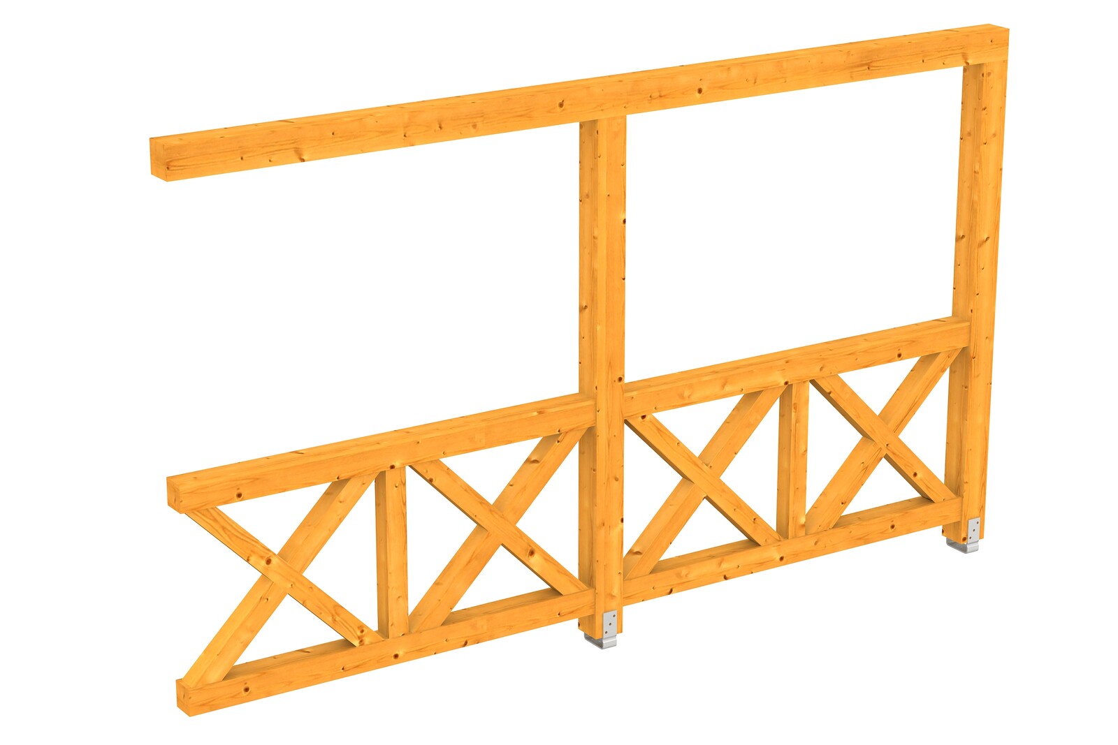 Seitenwand Andreaskreuz (WA) 355 x 210 cm, Fichte, eiche hell