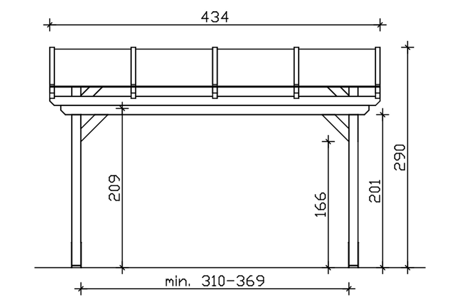 Terrassenüberdachung Sanremo 434 x 400 cm, Leimholz, schiefergrau