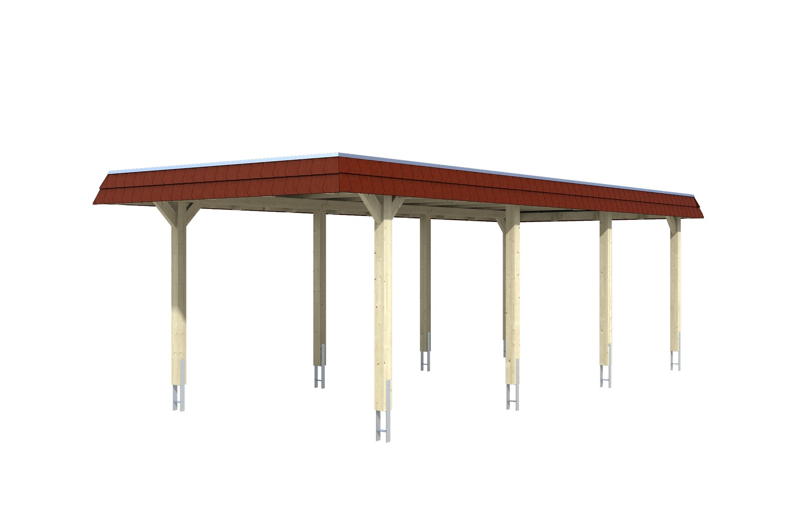 Carport Wendland, rode plaat met leisteenuiterlijk 362 x 870 cm, onbehandeld, met dakbetimmering en EPDM-folie