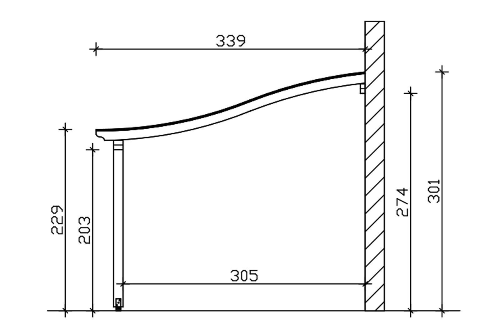 Terrassenüberdachung Venezia 434 x 339 cm, Leimholz, eiche hell