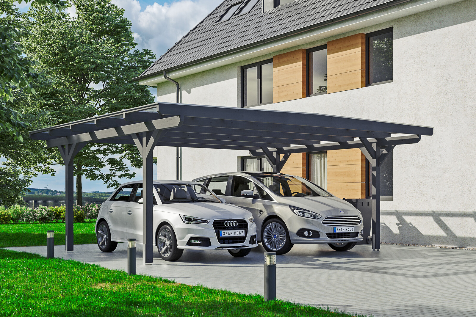Carport Odenwald 640 x 541 cm, schiefergrau