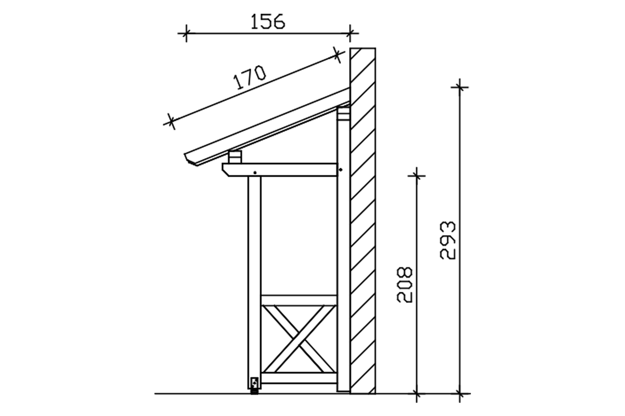 Vordach Potsdam Typ 4, 176 x 156 cm, eiche hell
