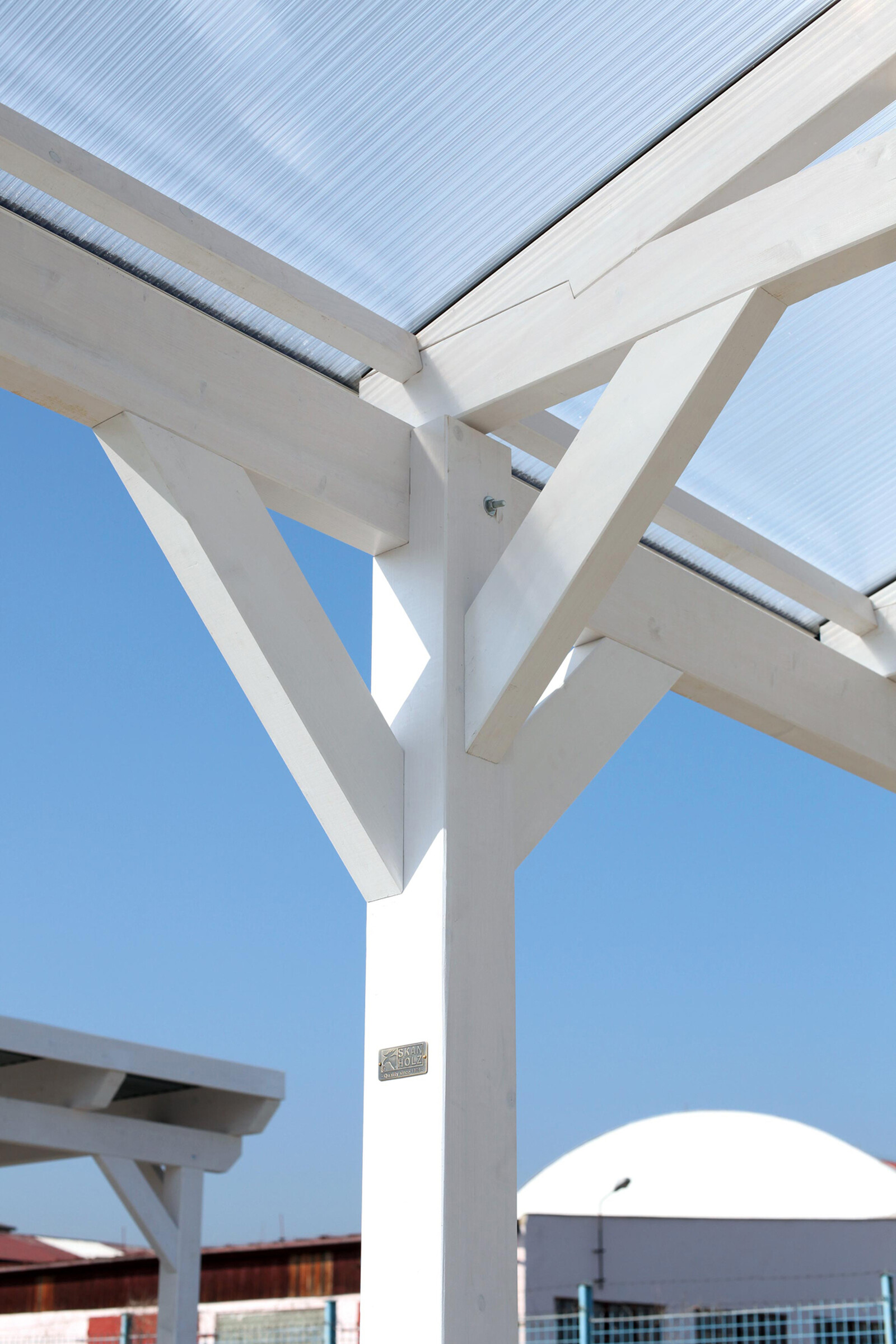 Carport Westerwald 362 x 541 cm, gelakt in wit, met polycarbonaatplaten