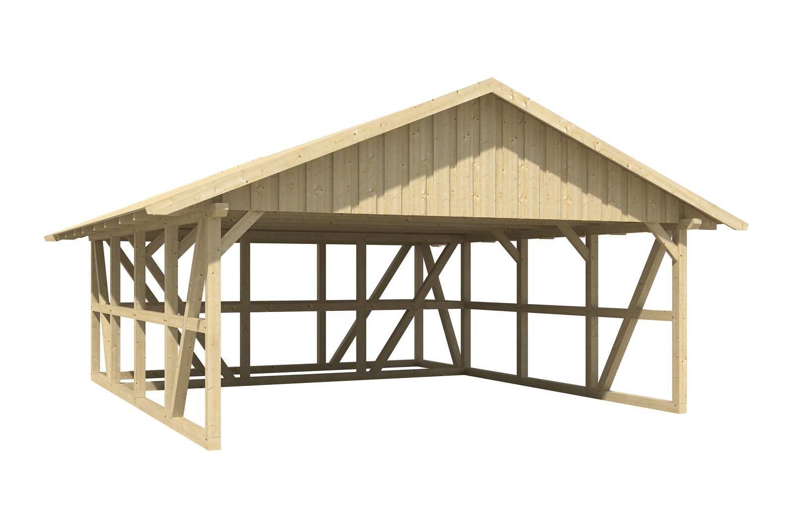 Carport Schwarzwald 684 x 772 cm mit Abstellraum 3, eiche hell, mit Dachschalung