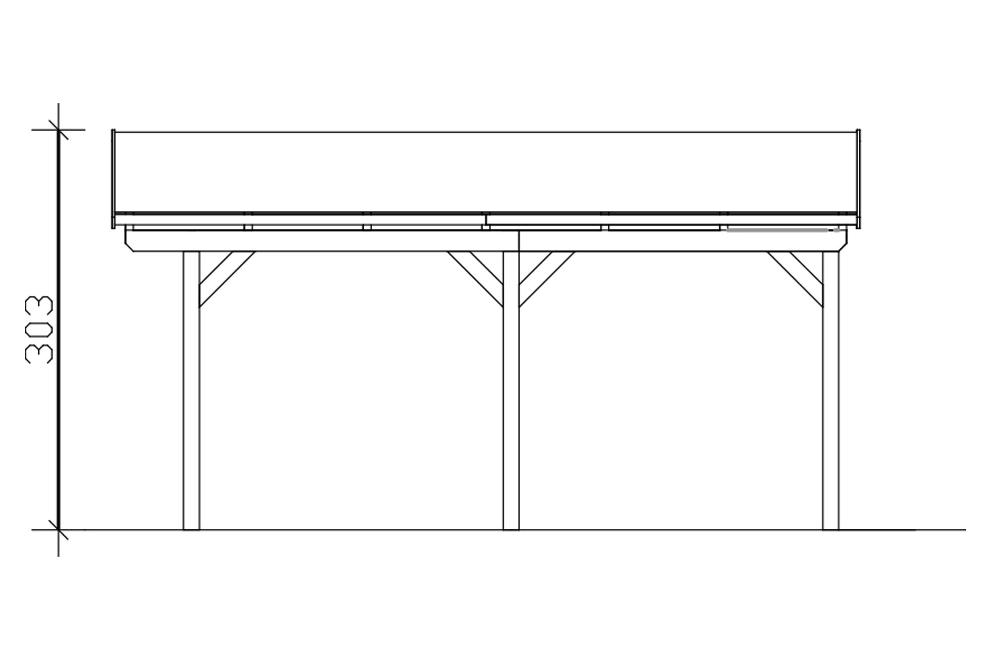 Carport Fichtelberg 317 x 566 cm, Dachlattung, natur