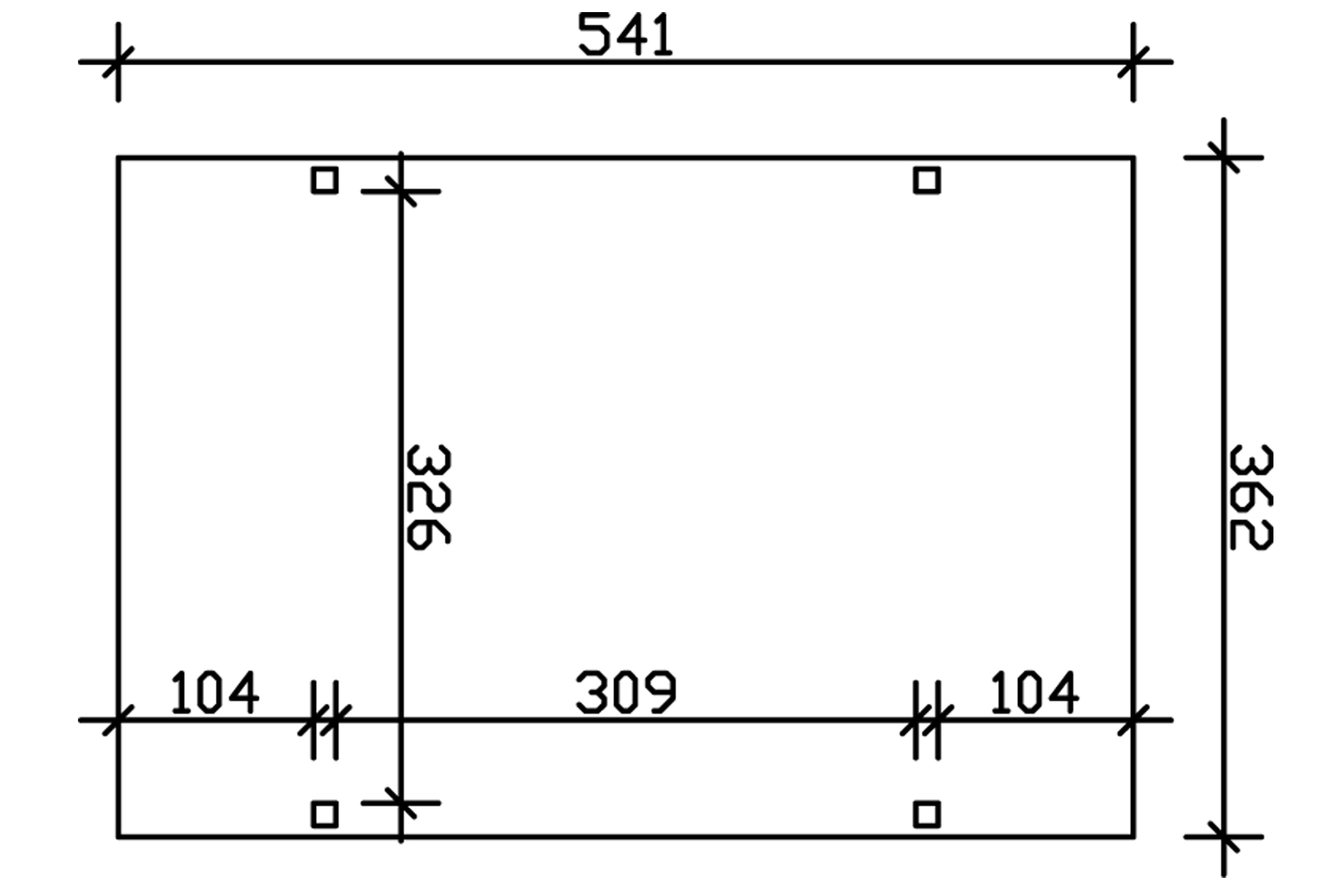 Carport Westerwald 362 x 541 cm, onbehandeld, met polycarbonaatplaten