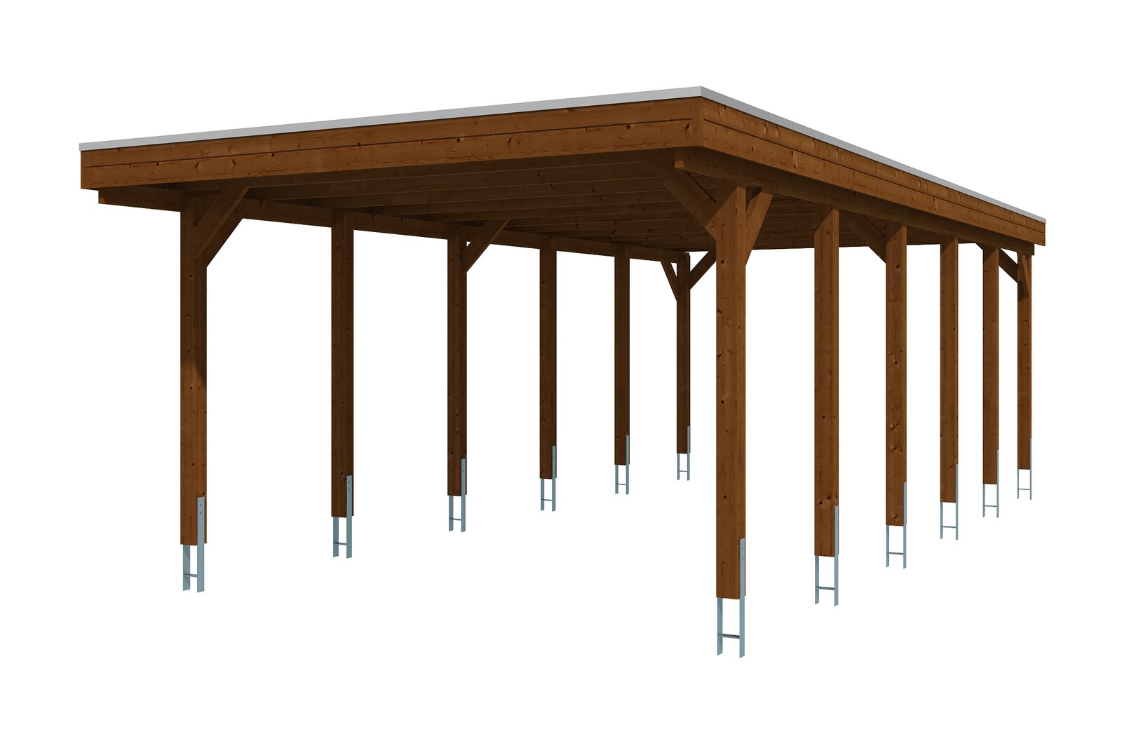 Carport Friesland 397 x 860 cm mit EPDM-Dach, nussbaum