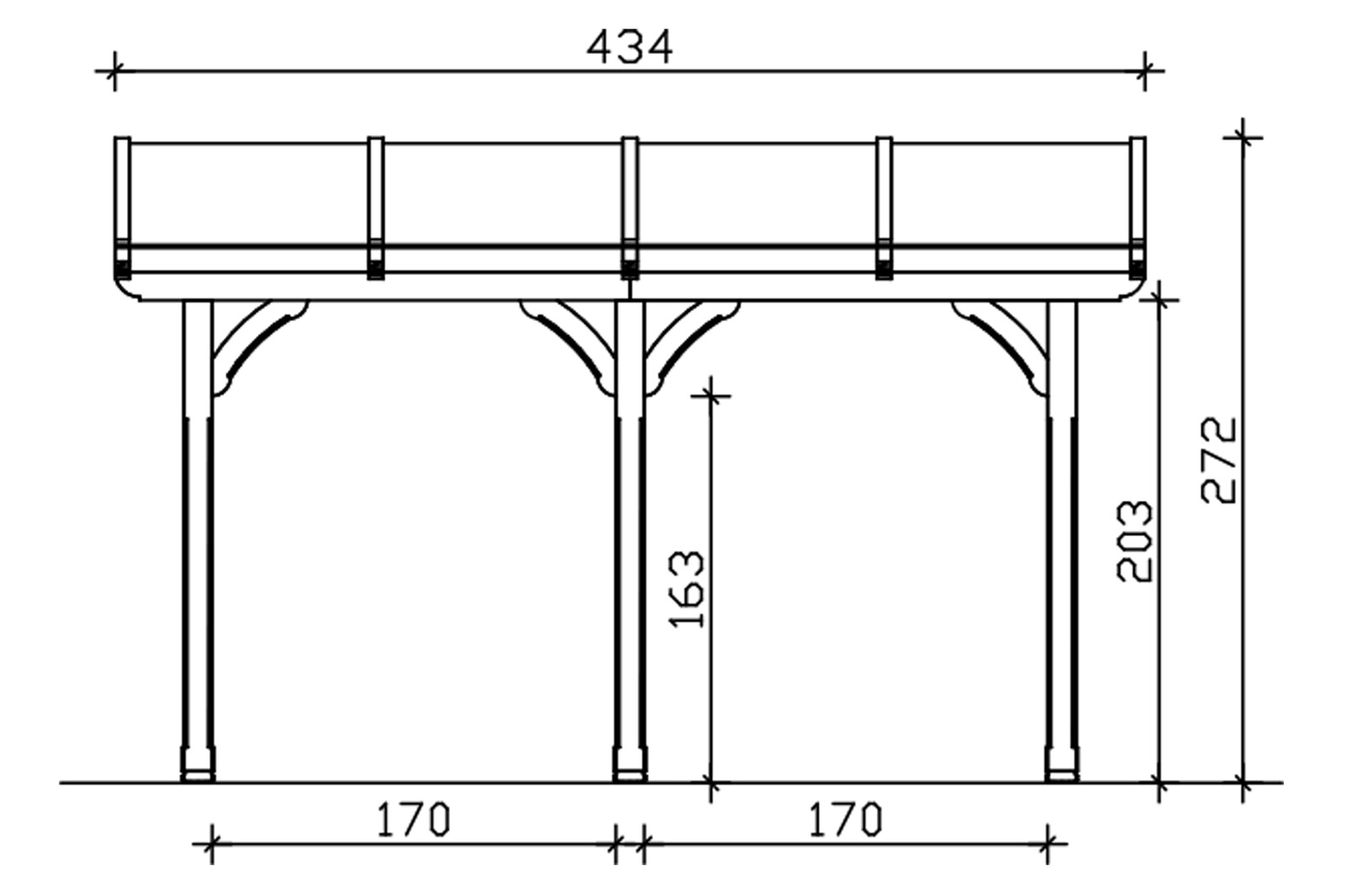 Terrassenüberdachung Rimini 434 x 350 cm, Douglasie, natur