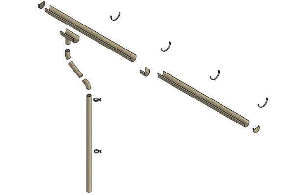 Regenrinnen-Set 600 cm, PVC in braun