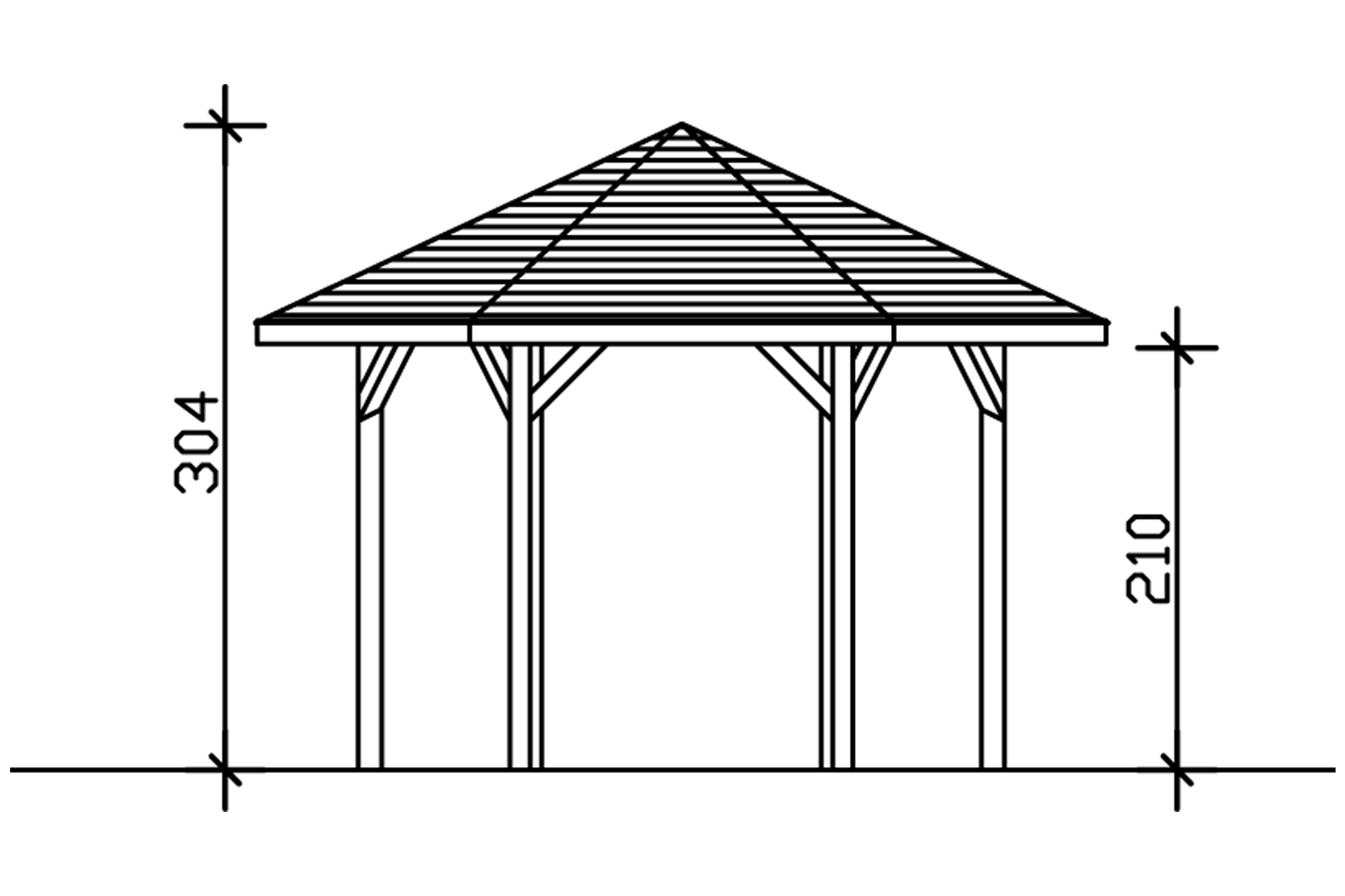 6hranný altán NANCY 2, Ø 420 cm, barevně ošetřeno v bílé barvě