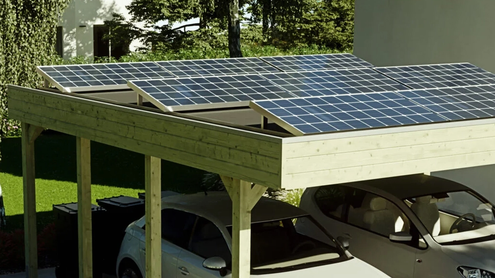 Solarpanele auf Carport