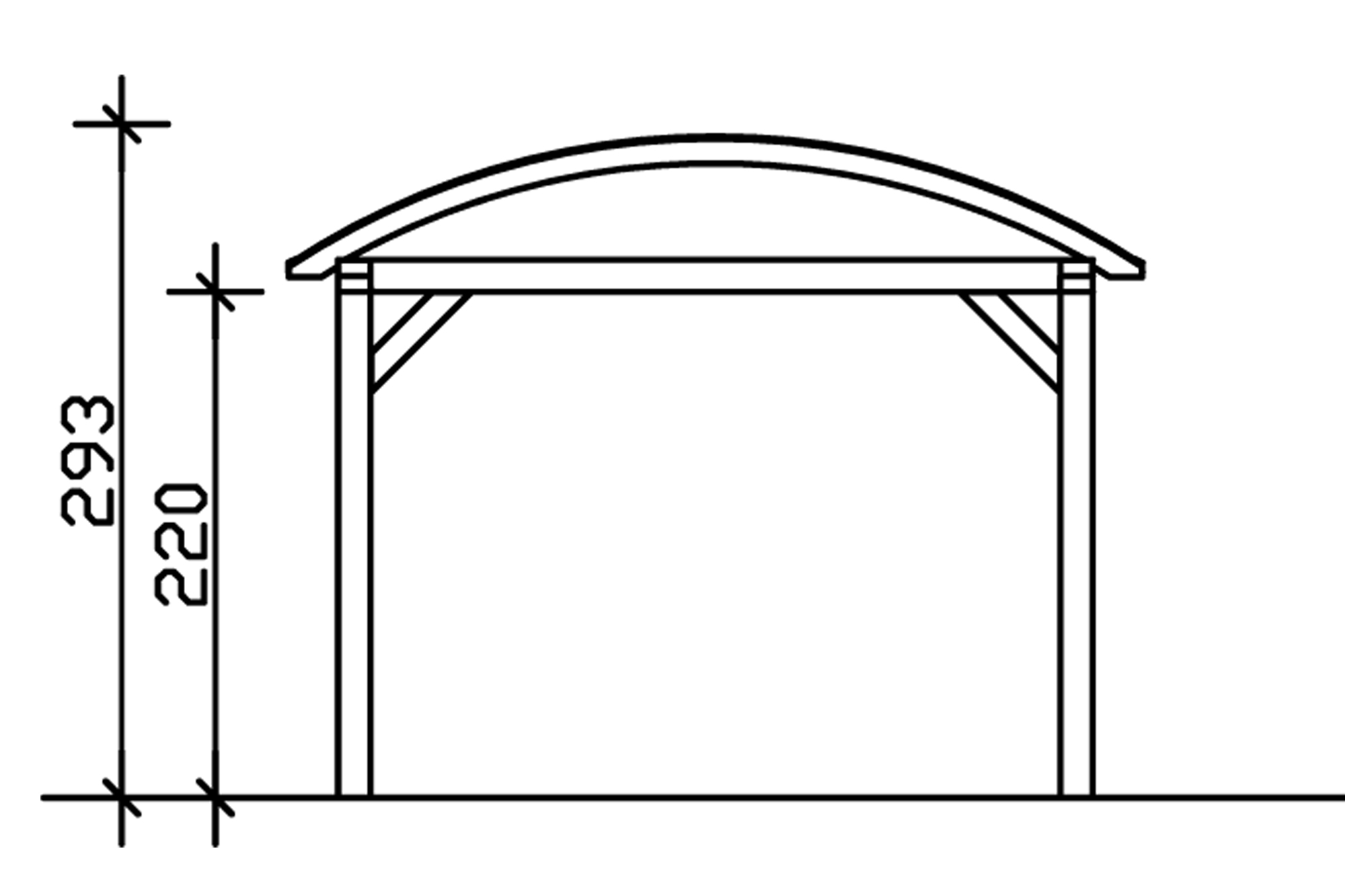 Bogendach-Carport Franken 376 x 755 cm, eiche hell