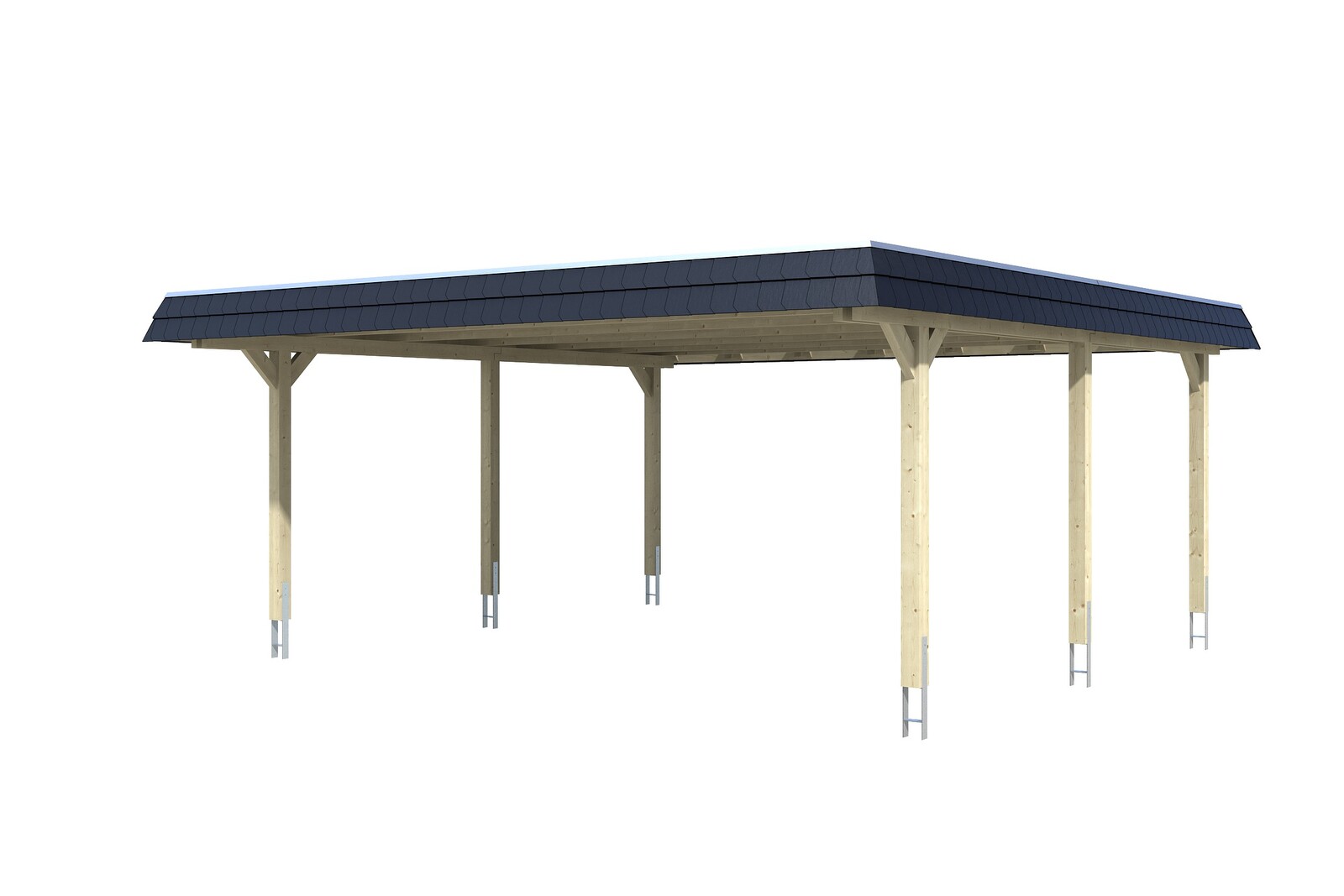 Carport Wendland 630 x 637 cm mit Aluminiumdach, schwarze Blende