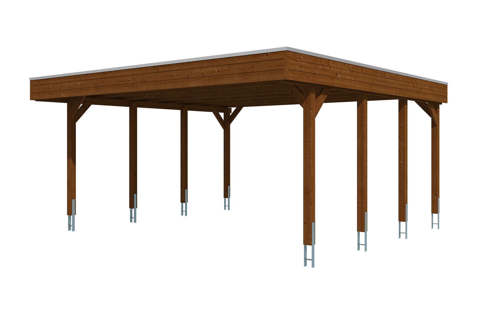 Carport Friesland 557 x 555 cm mit EPDM-Dach, nussbaum