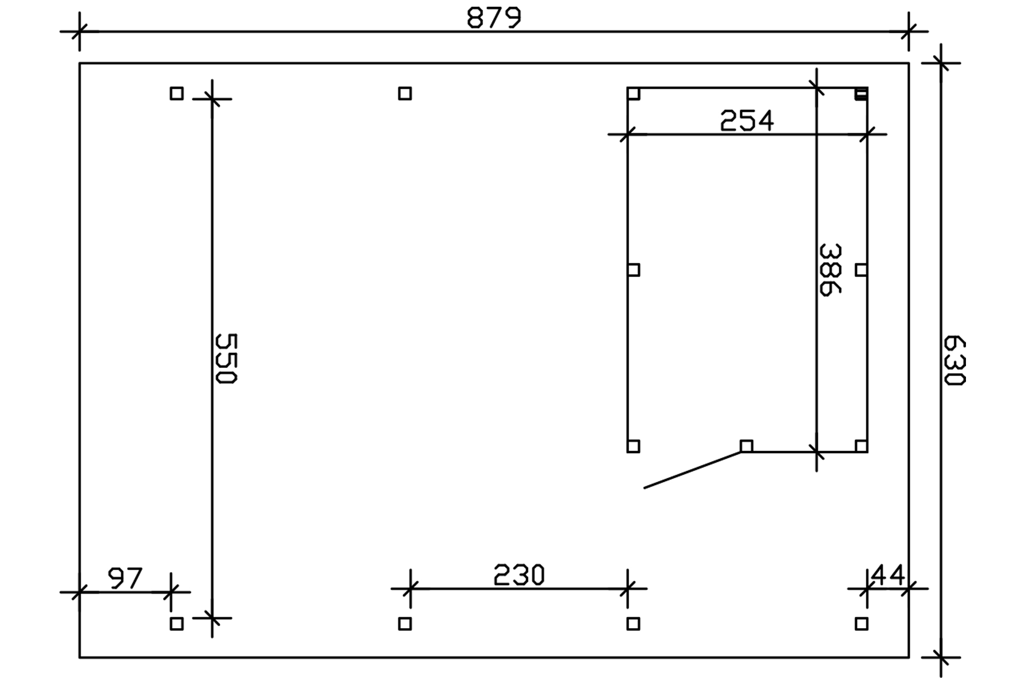 Carport Wendland with storage room 630 x 879 cm with aluminium roof, black fascia