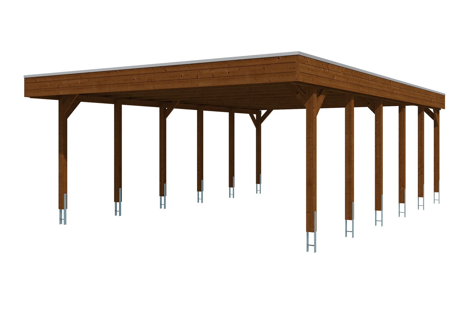 Carport Friesland 557 x 860 cm mit EPDM-Dach, nussbaum