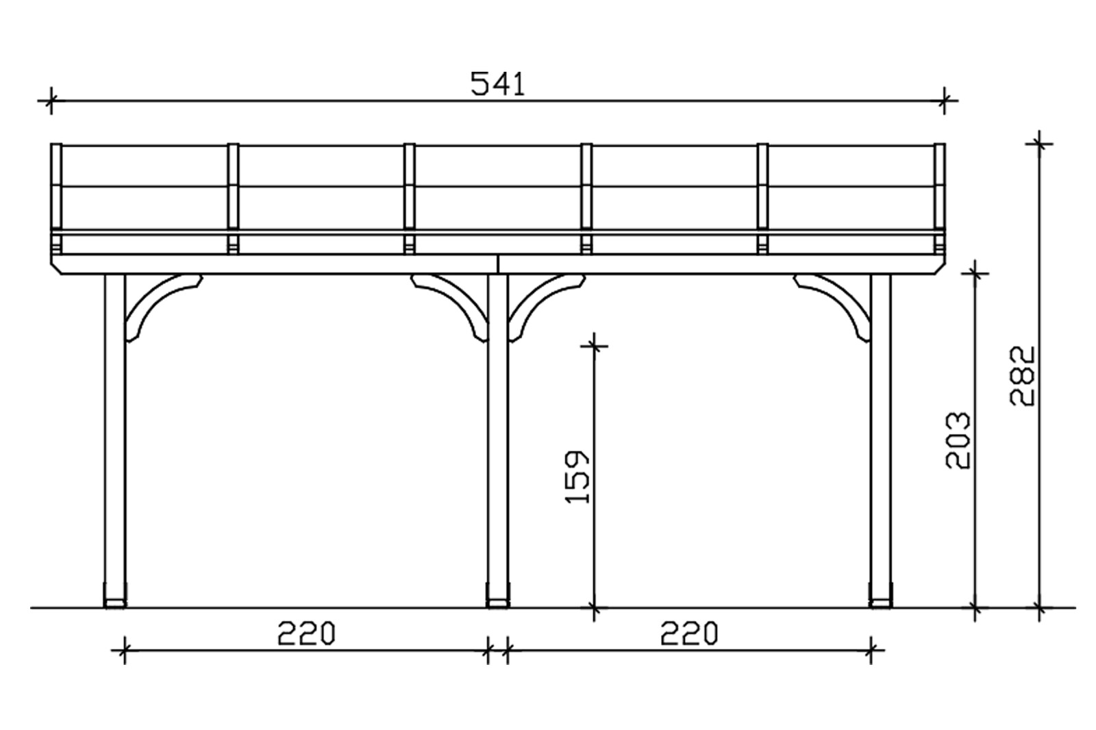 Terrassenüberdachung Venezia 541 x 239 cm, Leimholz, eiche hell