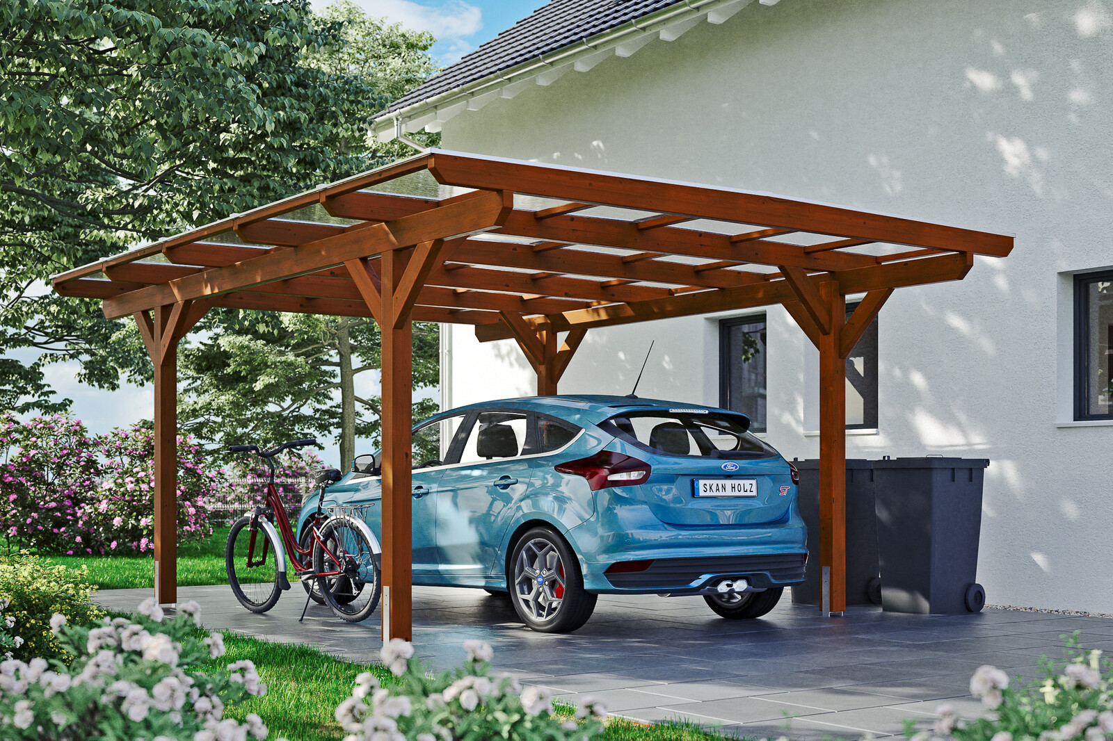 Carport Odenwald 428 x 541 cm, nussbaum