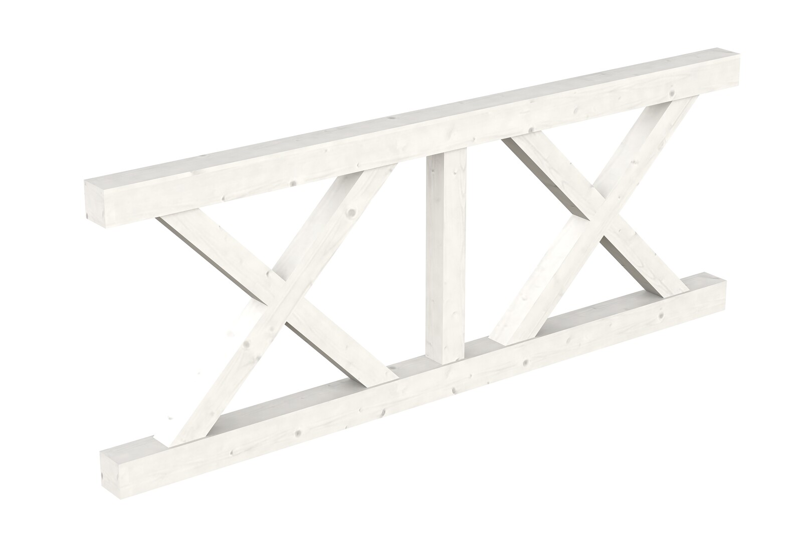 Brüstung Andreaskreuz 220 x 84 cm, Fichte, weiß