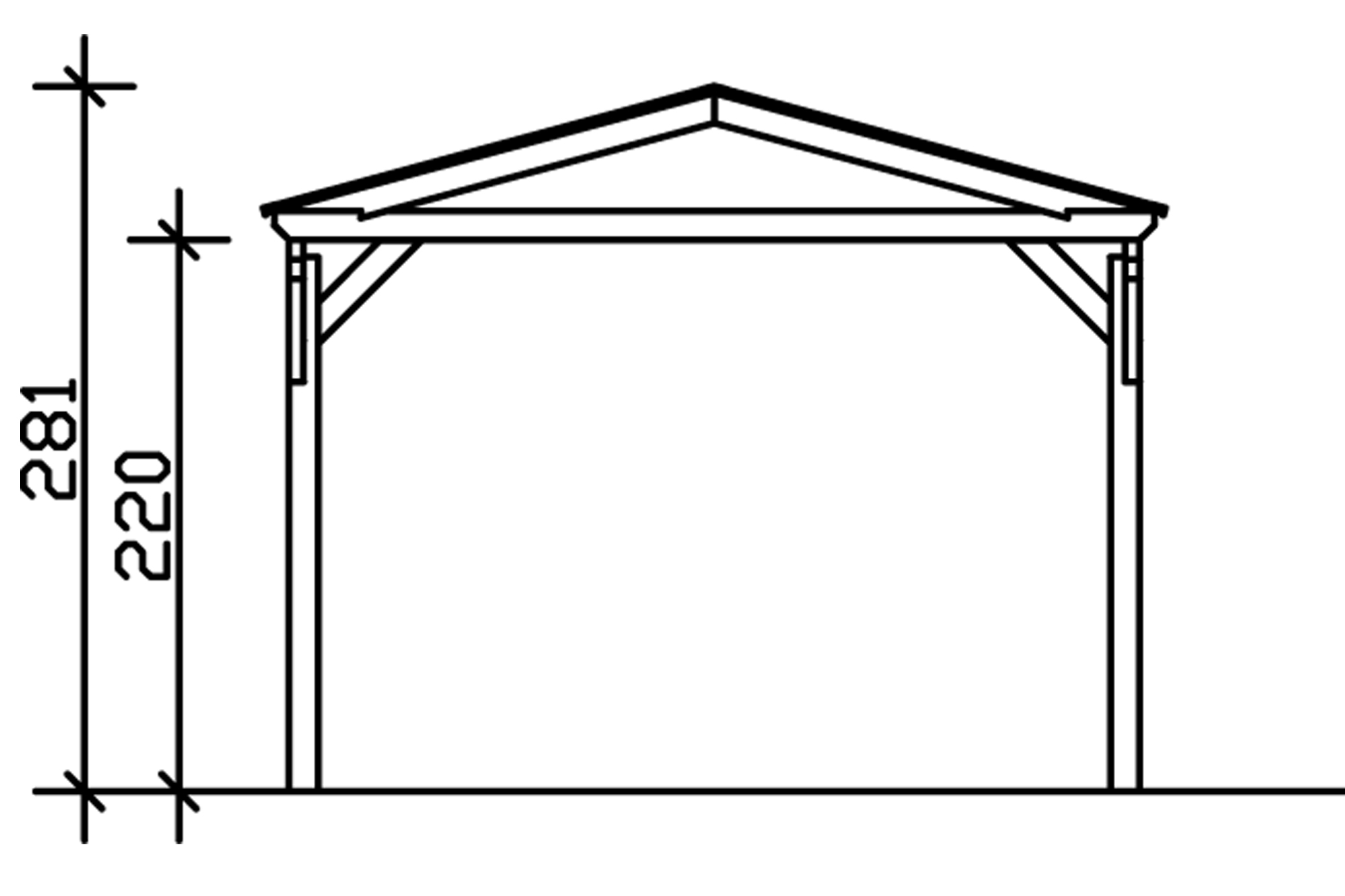 Carport Westerwald 362 x 541 cm, onbehandeld, met polycarbonaatplaten