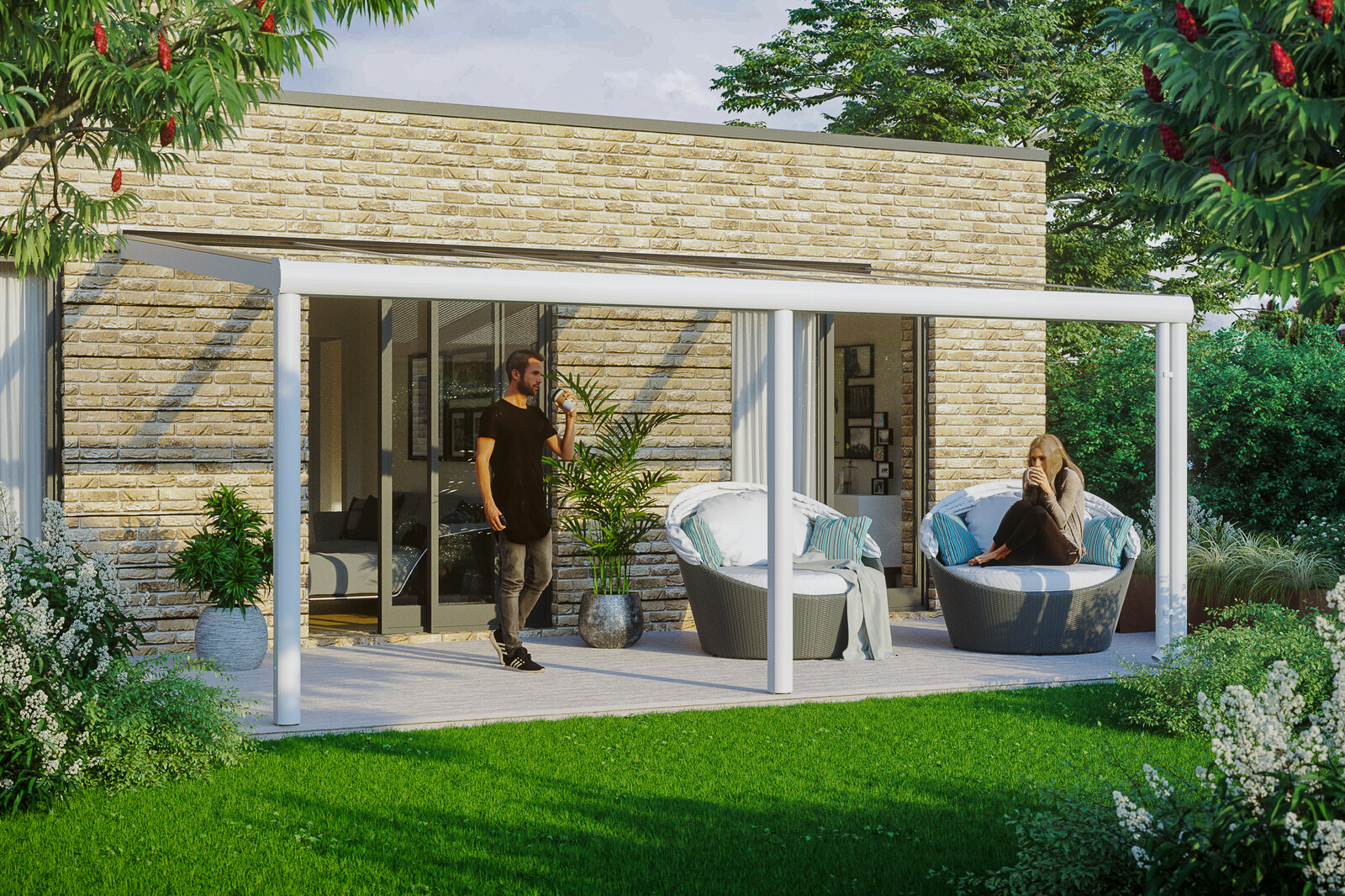 Terrassenüberdachung Garda 541 x 357 cm, Aluminium, weiß