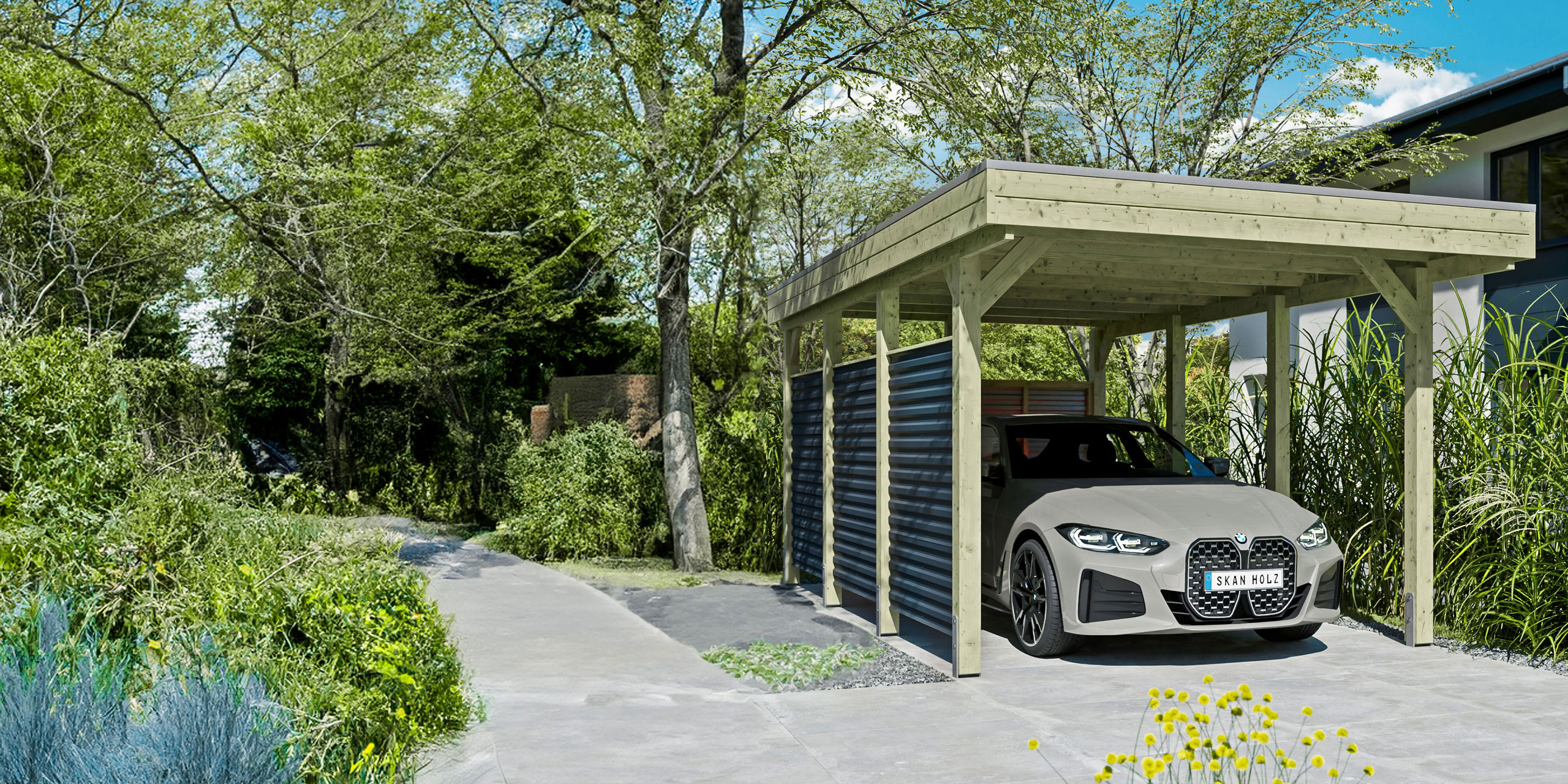 Hybrid-Carport Friesland mit Holz und Alu