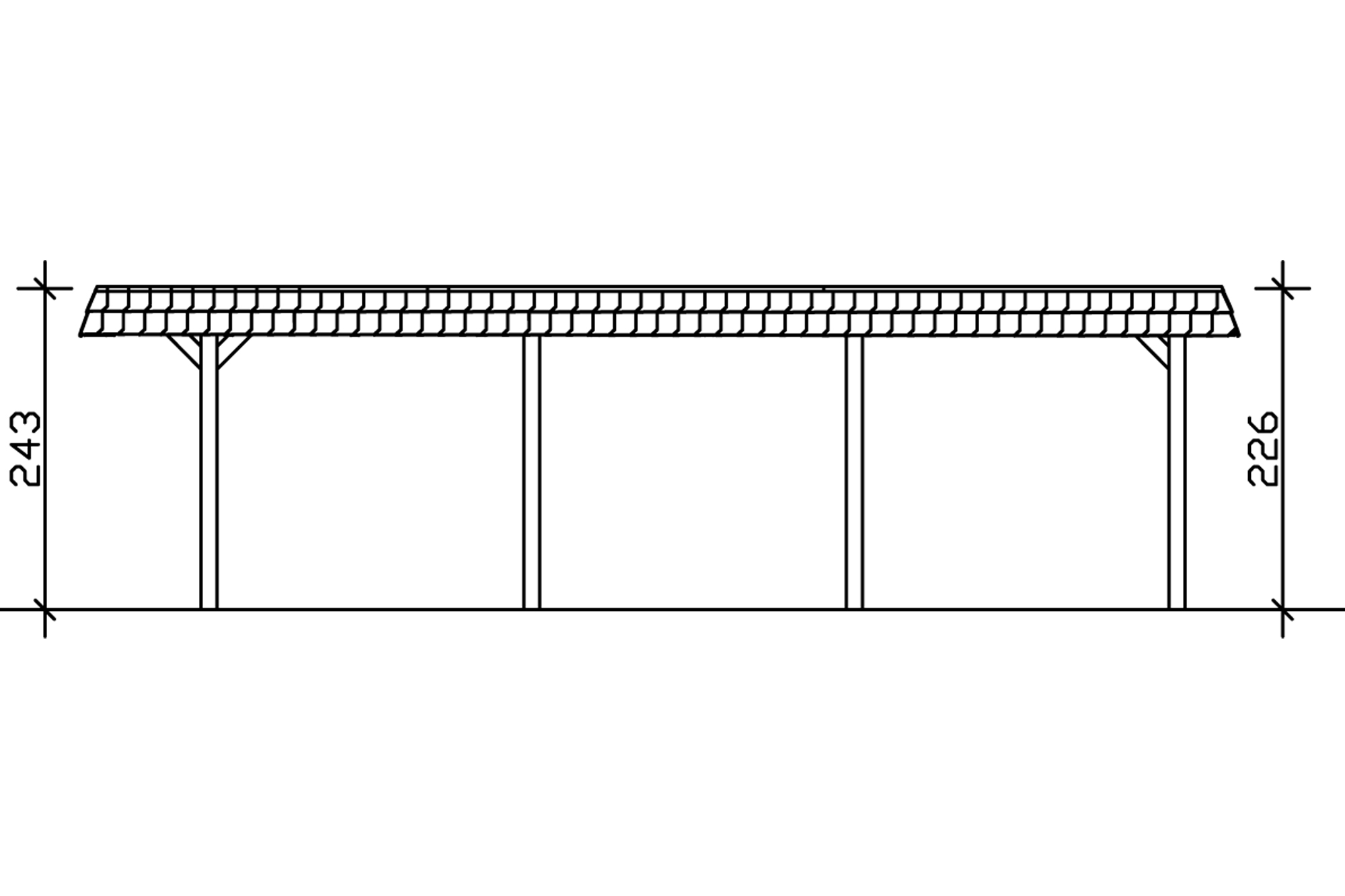 Carport Wendland, zwarte plaat met leisteenuiterlijk 362 x 870 cm, onbehandeld, met dakbetimmering en EPDM-folie