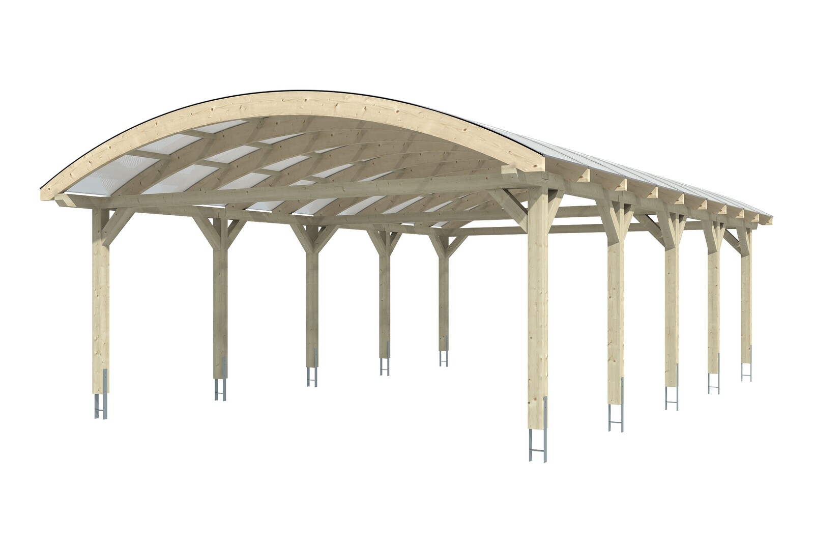 Bogendach-Carport Franken 635 x 969 cm, eiche hell