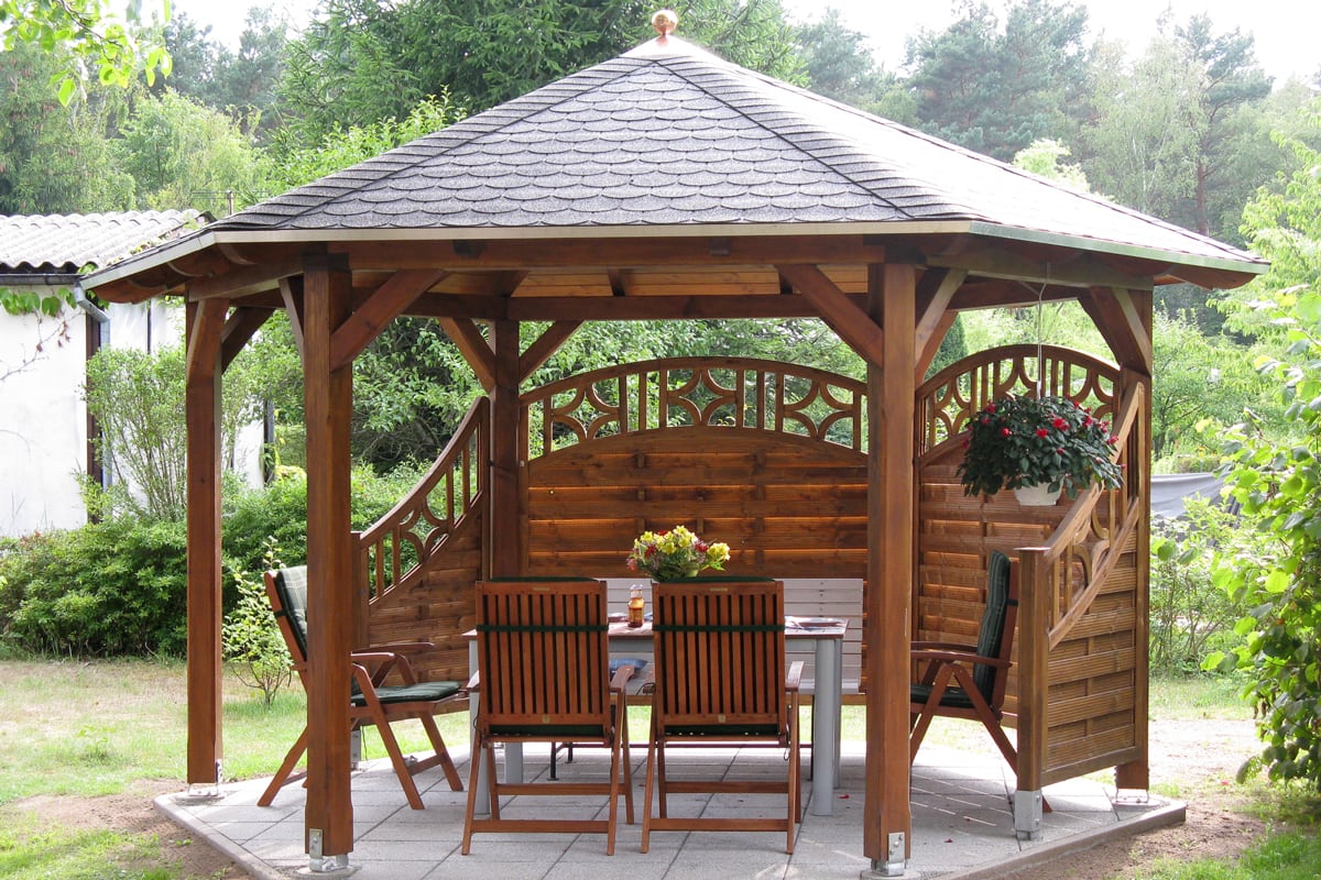 Achteckiger Holzpavillon Nice mit Wandelementen