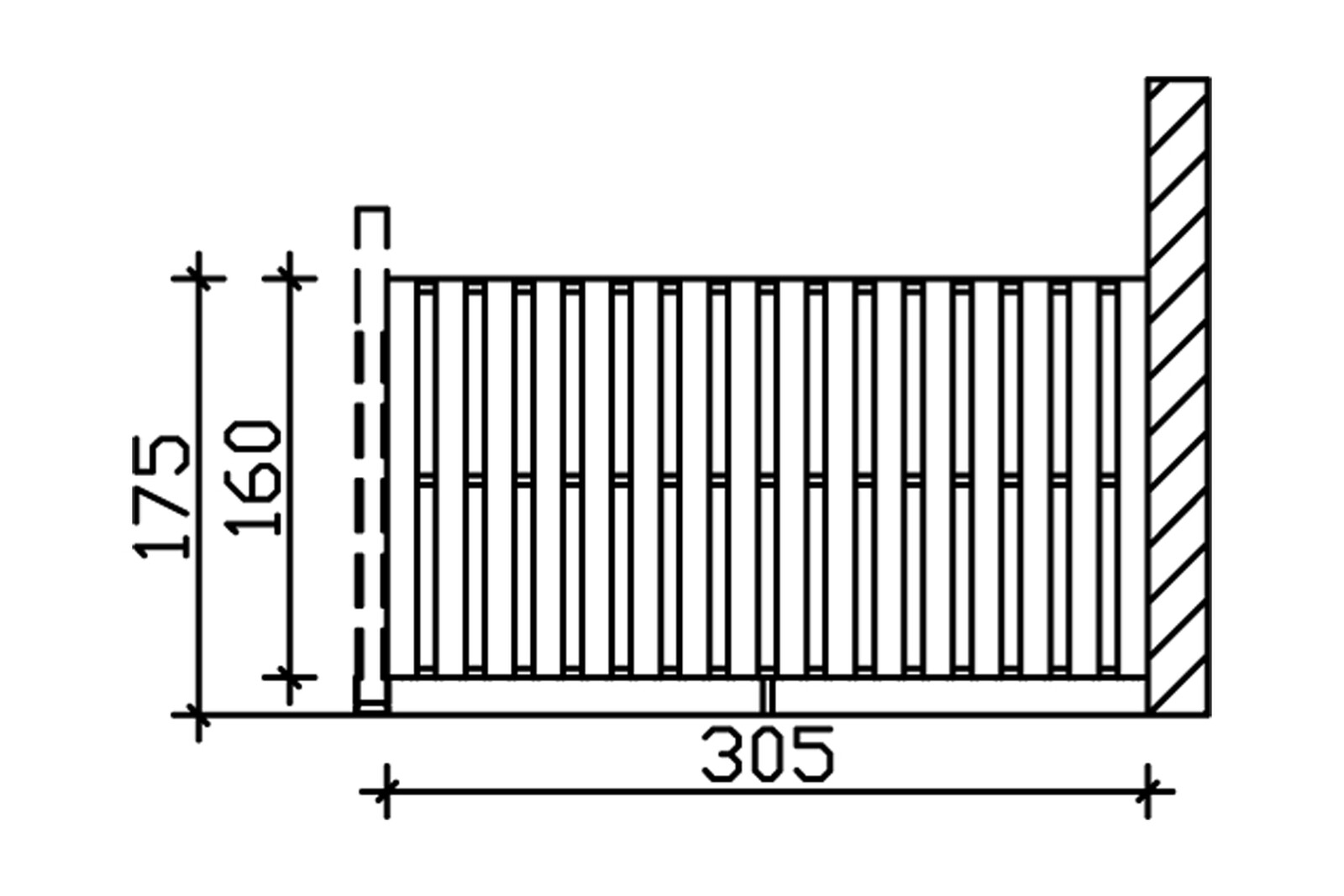 Seitenwand Deckelschalung 305 x 160 cm, Douglasie, nussbaum