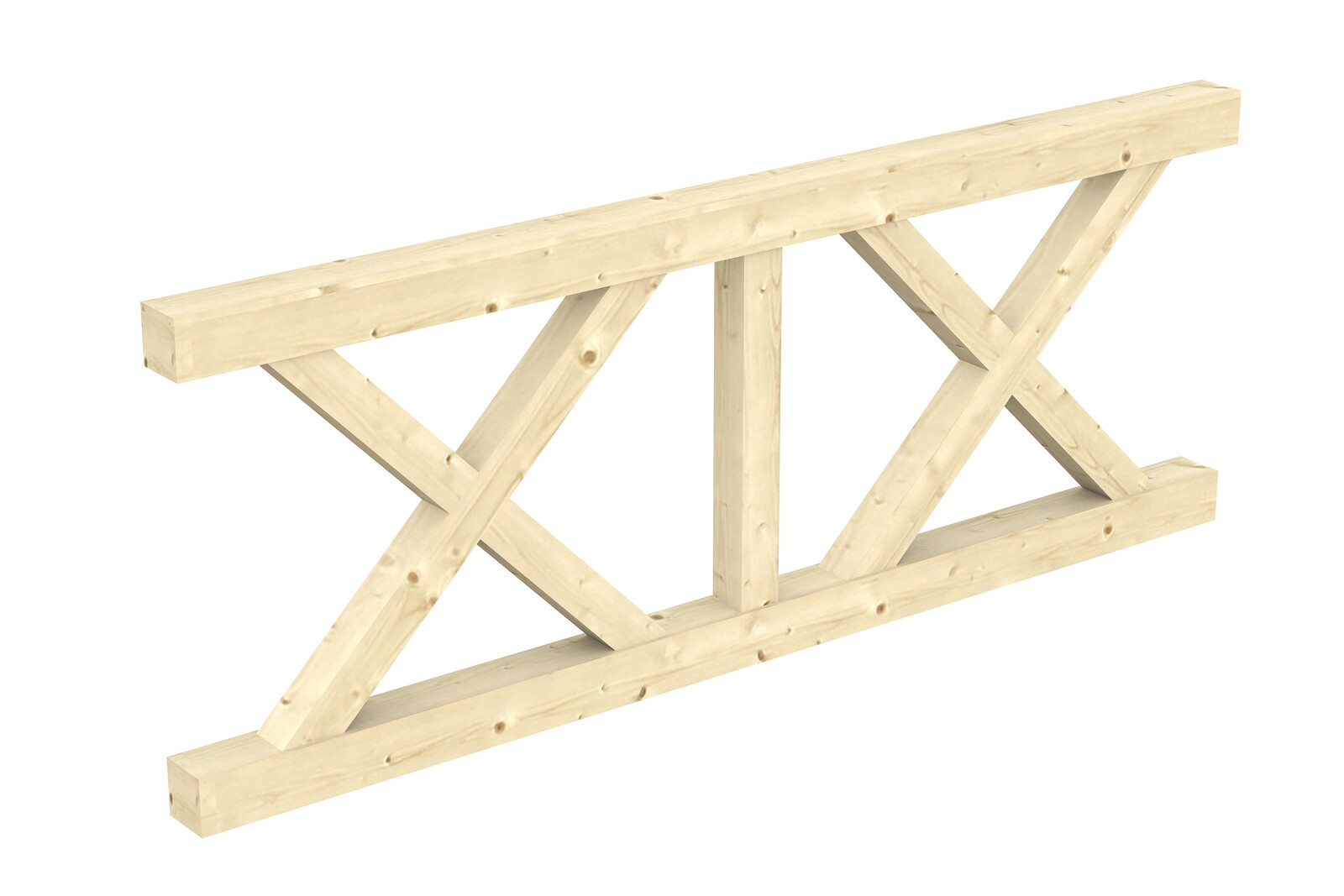 Brüstung Andreaskreuz 220 x 84 cm, Fichte, natur
