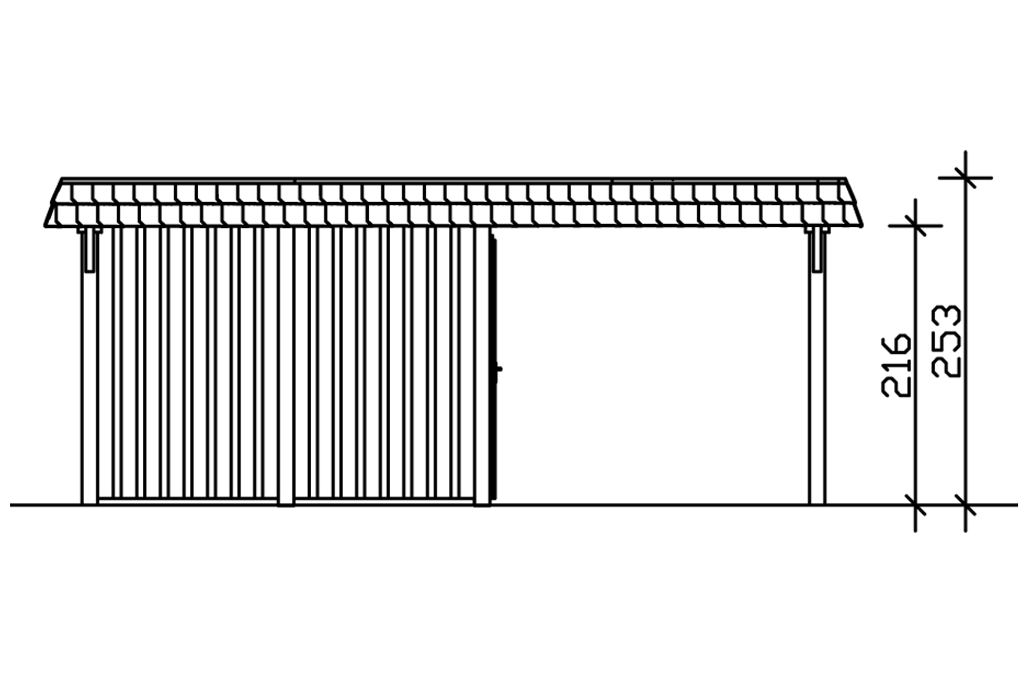 Carport Wendland with storage room 630 x 879 cm with aluminium roof, black fascia