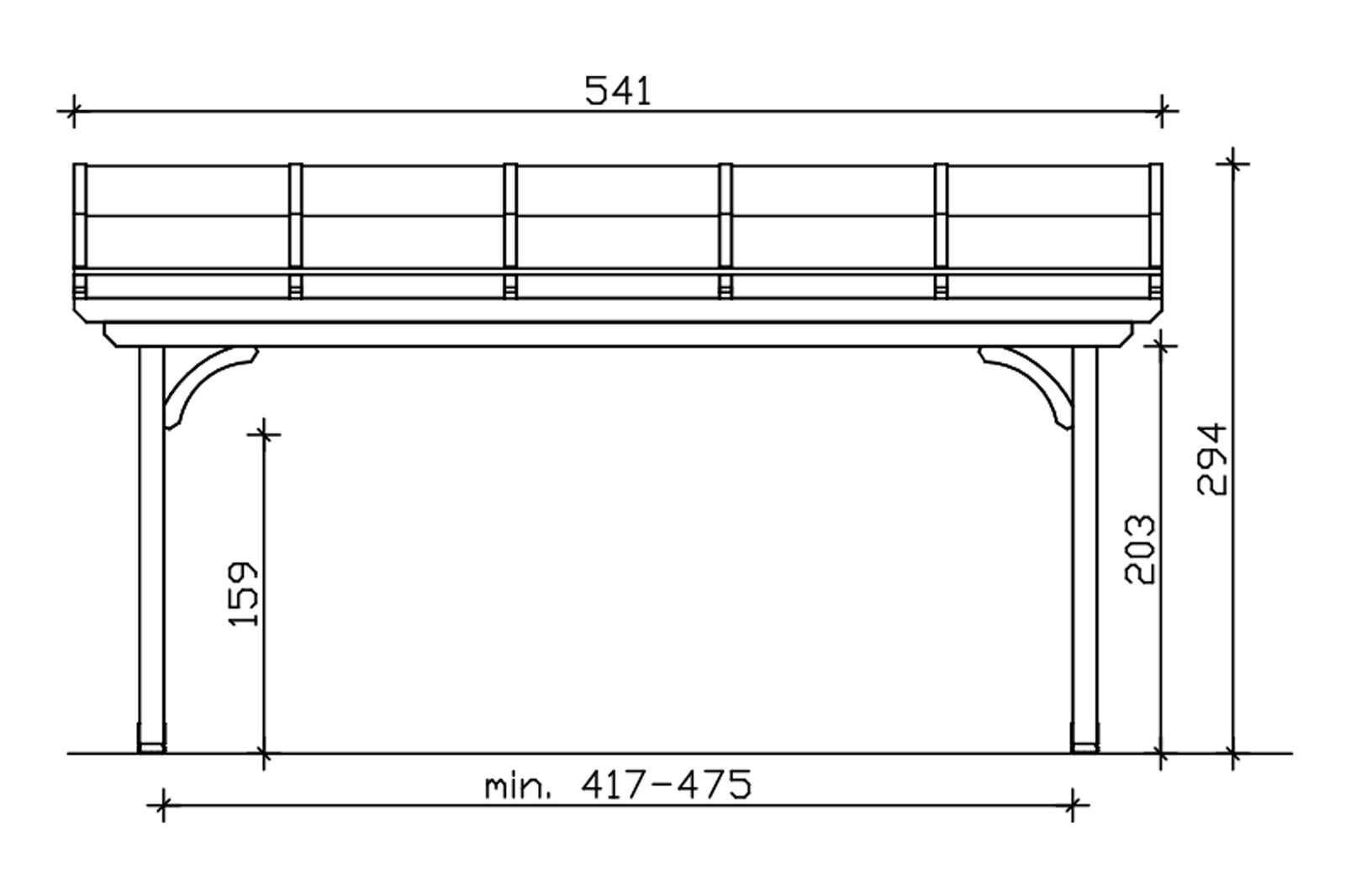 Terrassenüberdachung Verona 541 x 239 cm, Leimholz, schiefergrau