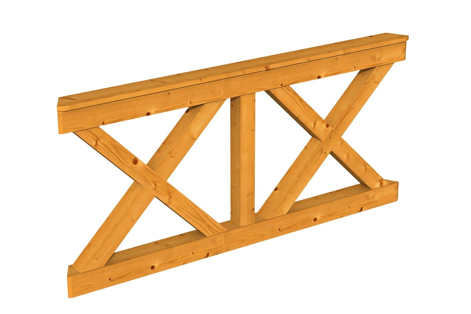 Balustrade 180 x 84 cm (NANCY 3), Croix de saint André, bois d'épinette, traitement coloré chêne clair