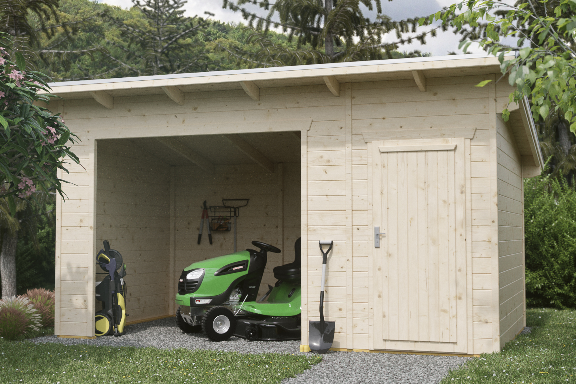 Abri de bûches KNUT 430x250cm, avec remise, non traité