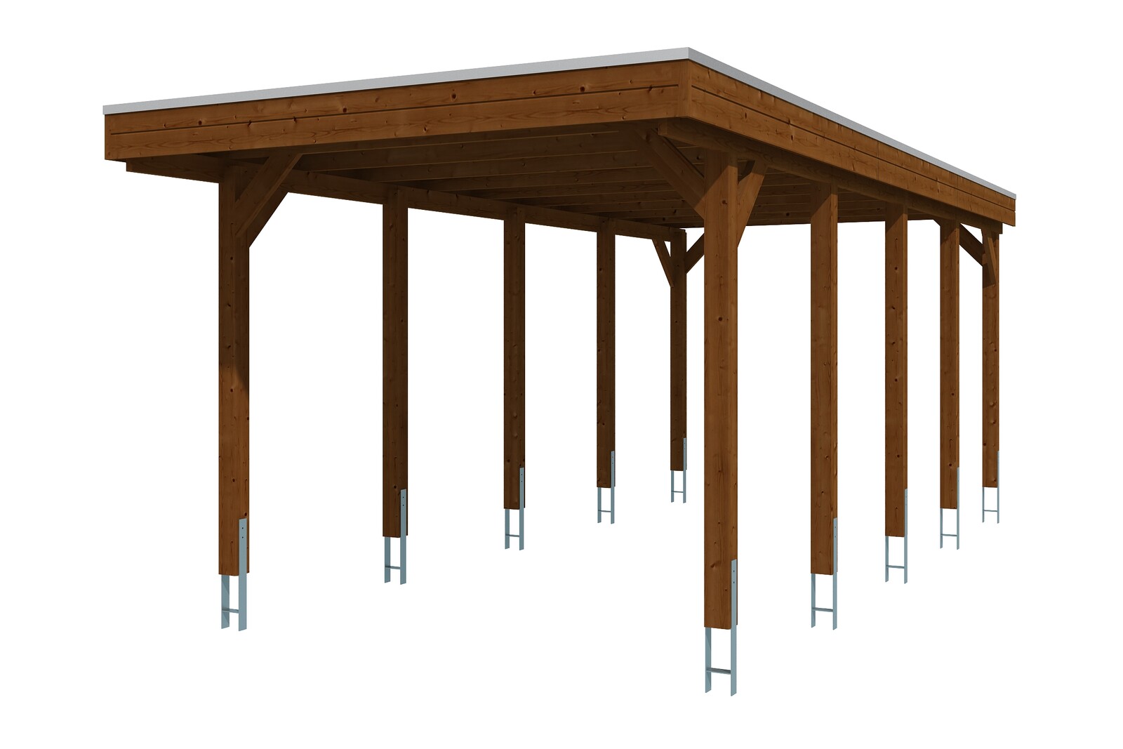 Carport Friesland 314 x 708 cm mit EPDM-Dach, nussbaum