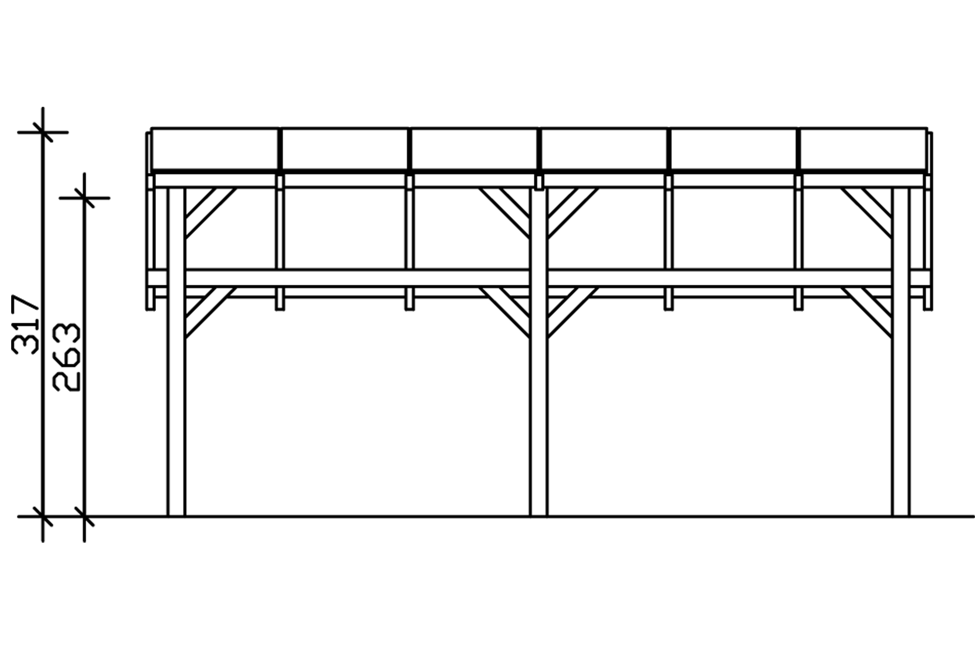 Carport Schwaben 648 x 630 cm, natur