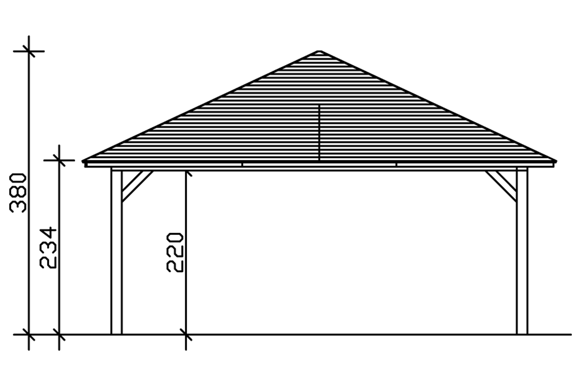 Carport Taunus 1176 x 634 cm, eiche hell