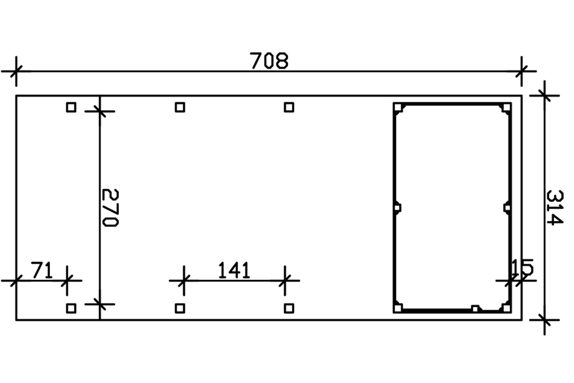 Carport Friesland Set 2, 314 x 708 cm