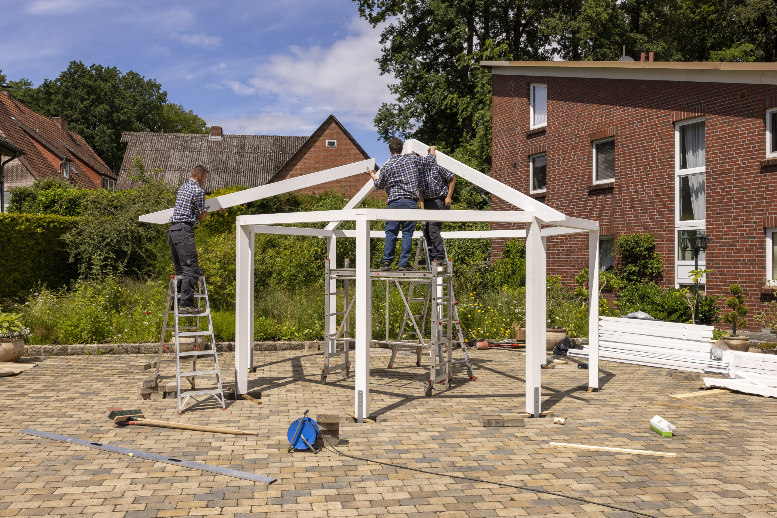 Dachstuhlmontage eines Pavillons