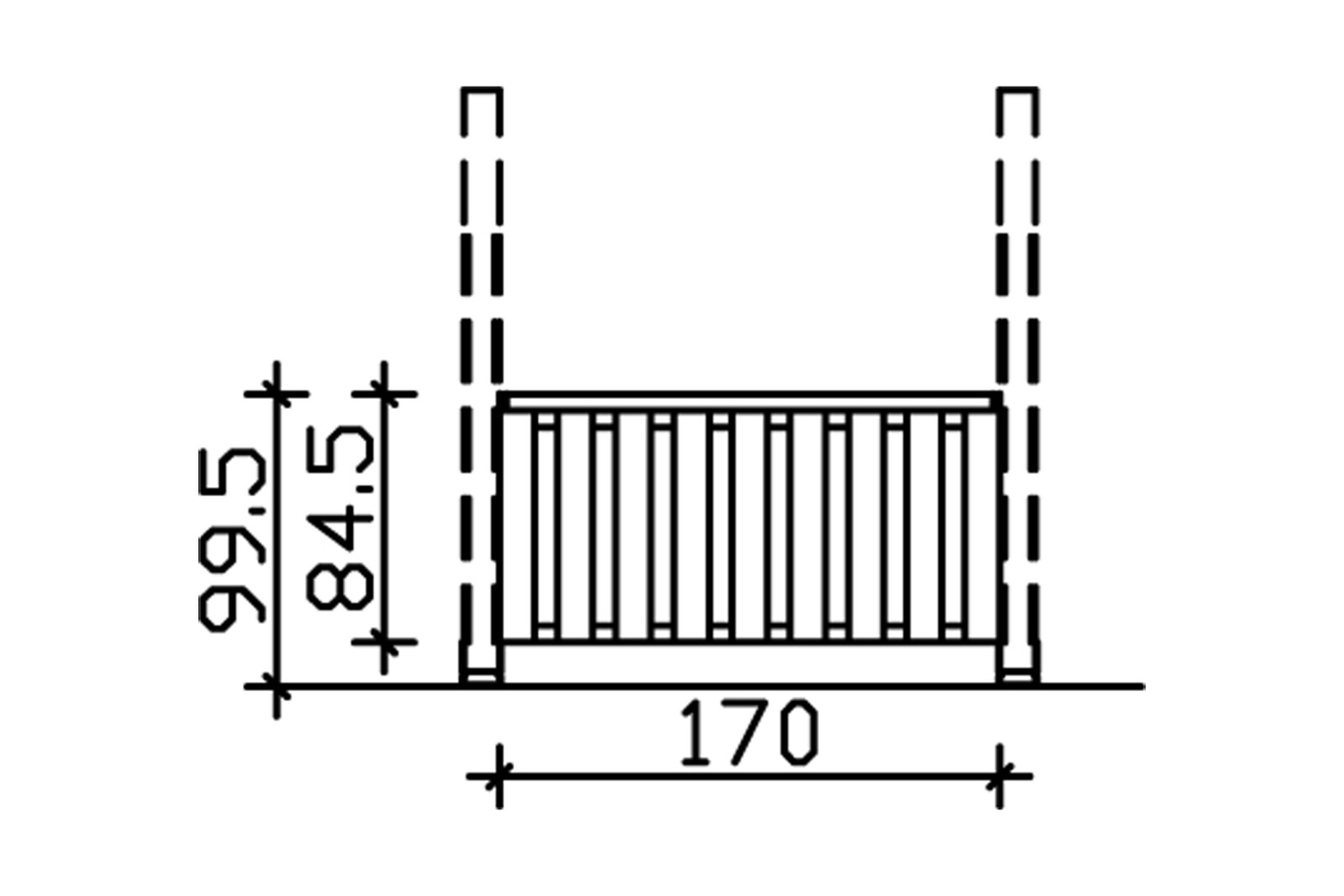 Brüstung Deckelschalung 170 x 84 cm, Douglasie, nussbaum